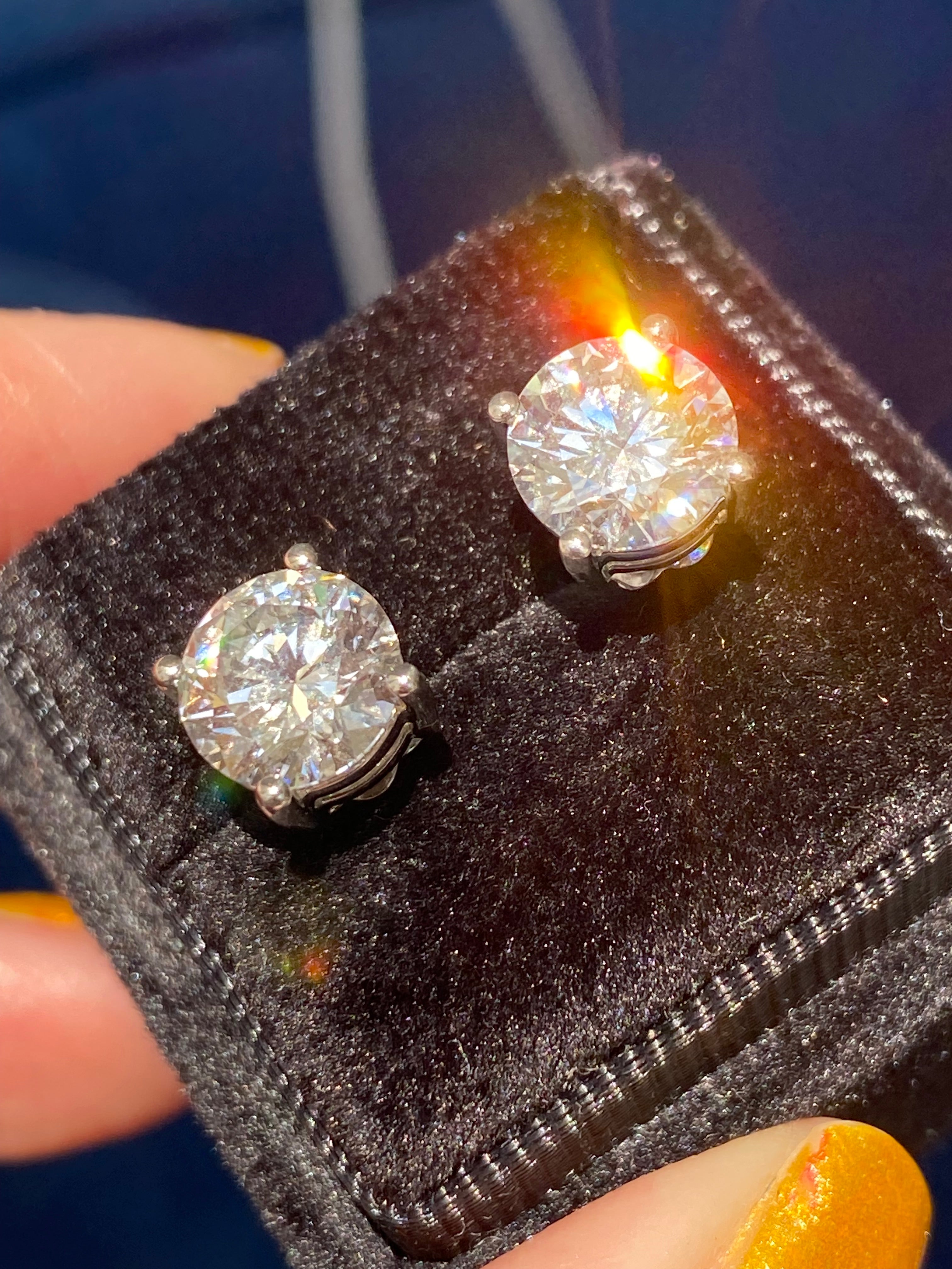 4.00 CTW + Lab Grown Diamond Solitaire Stud Earrings, at Least F Colour / VVS Clarity