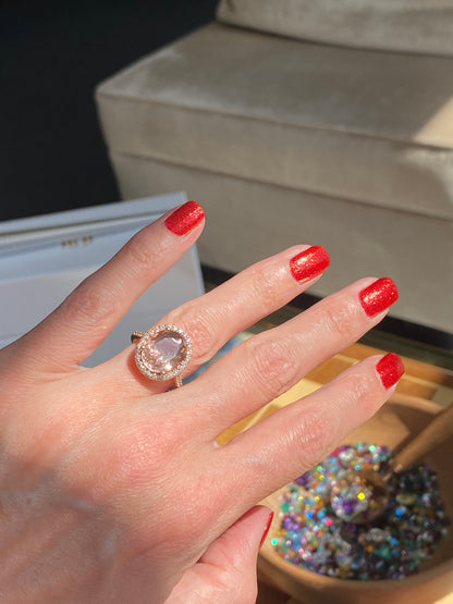 5.46 Carat Morganite and Natural Diamond Ring in 18ct Rose Gold