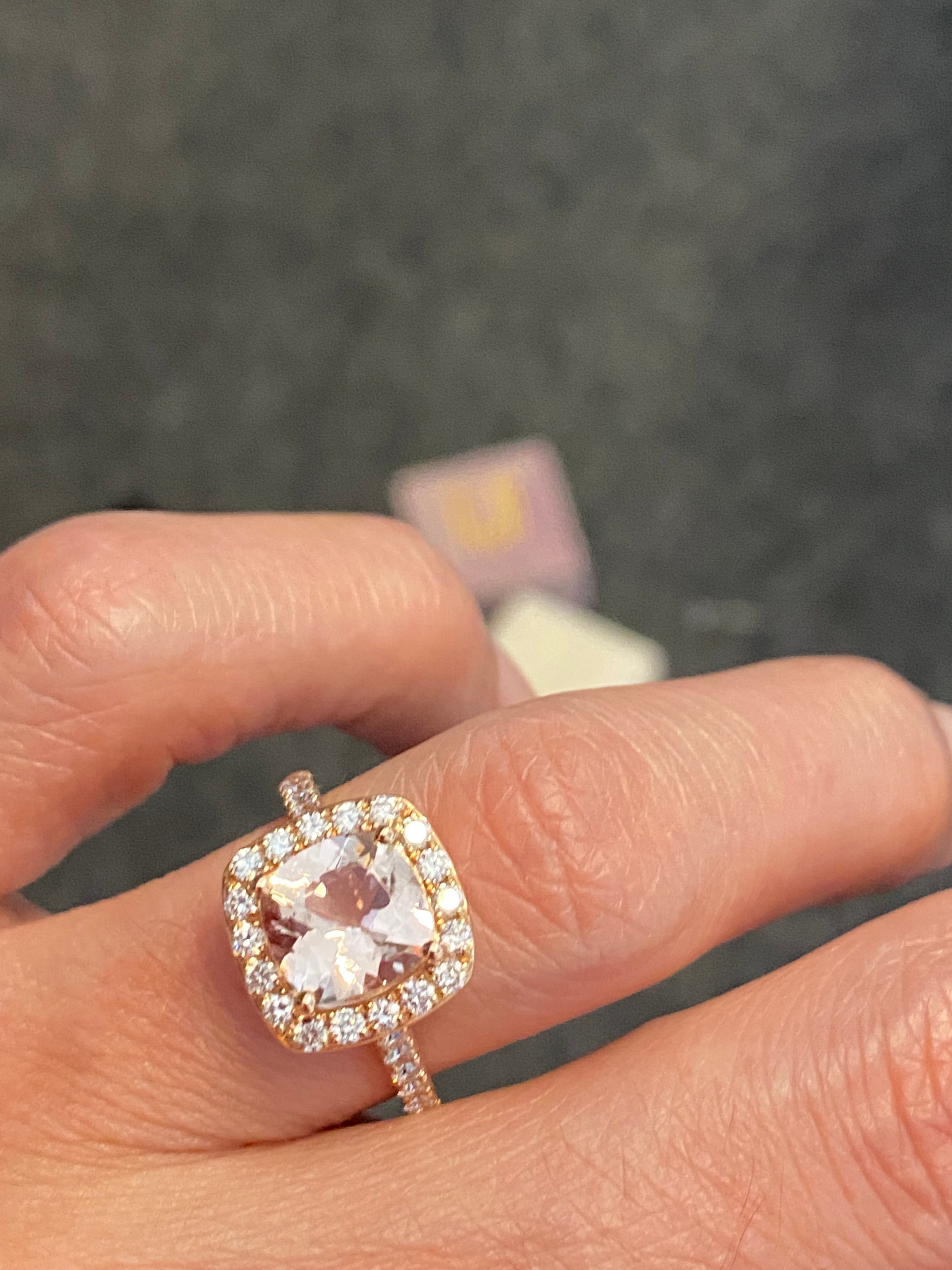 1.63 Carat Morganite and Natural Diamond Ring in 18ct Rose Gold