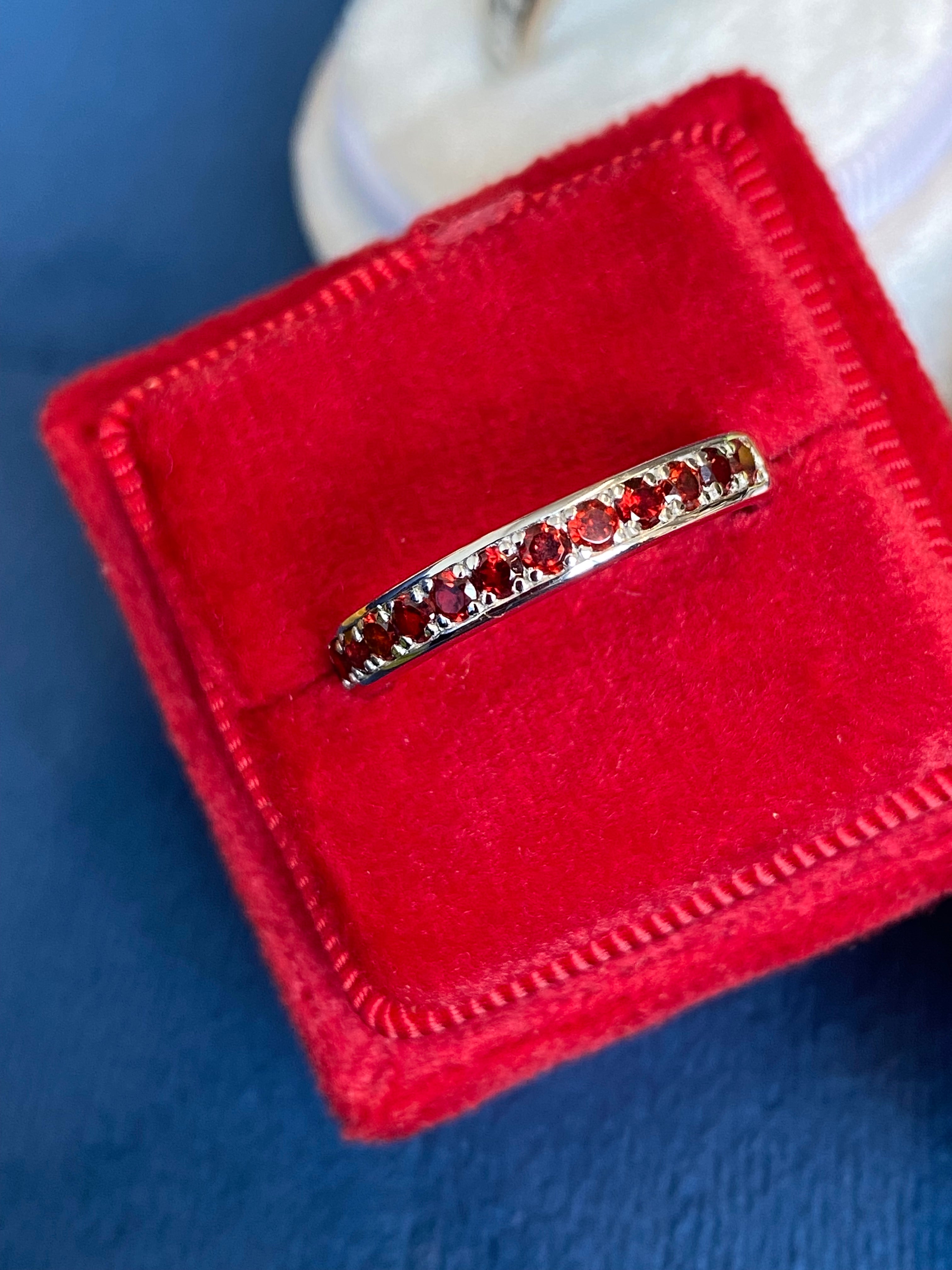 0.50ctw Red Garnet Eternity Stacking Ring in Sterling Silver