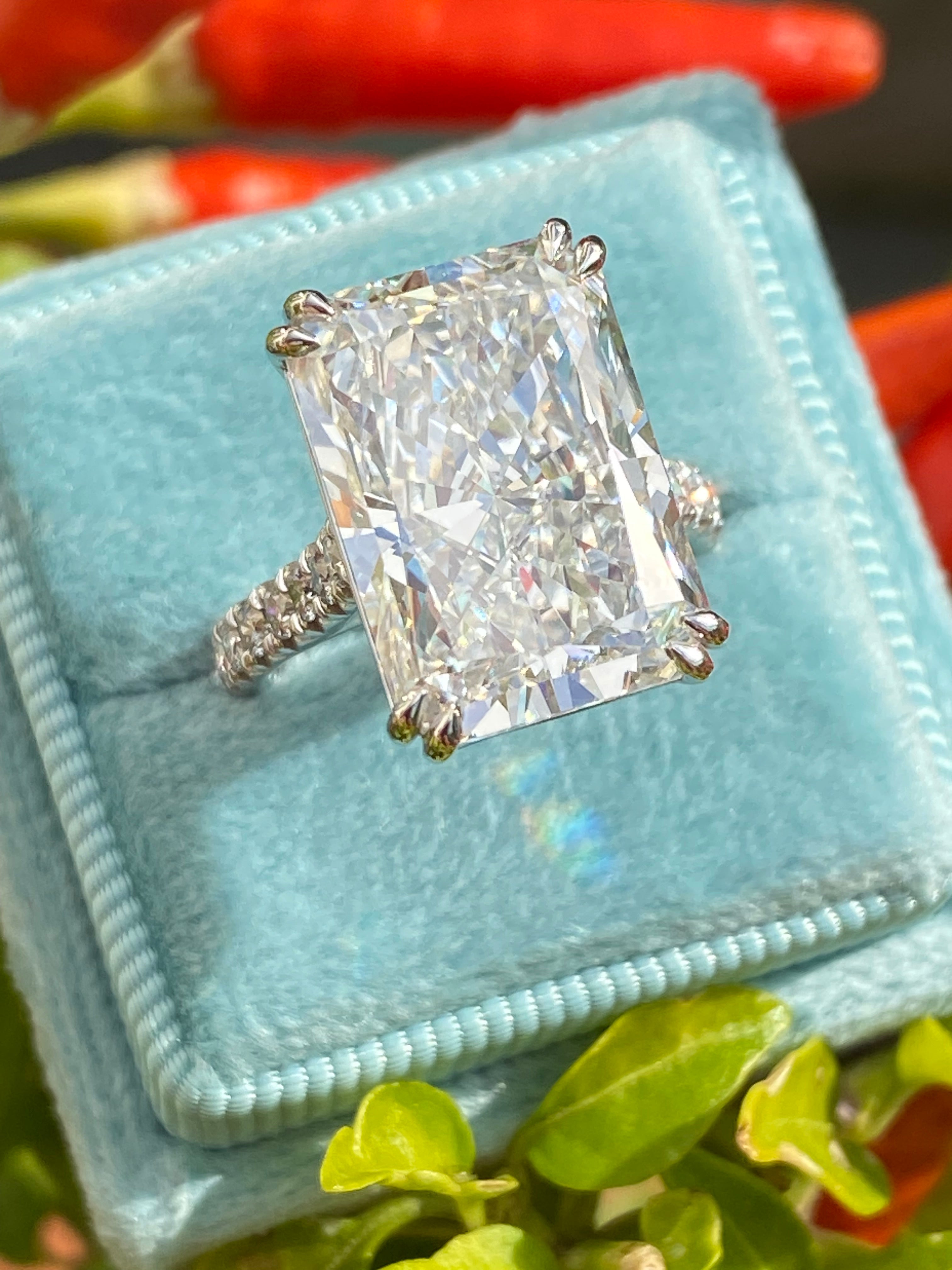 10.23 Carat Radiant Cut Lab Diamond Solitaire Engagement Ring in Platinum