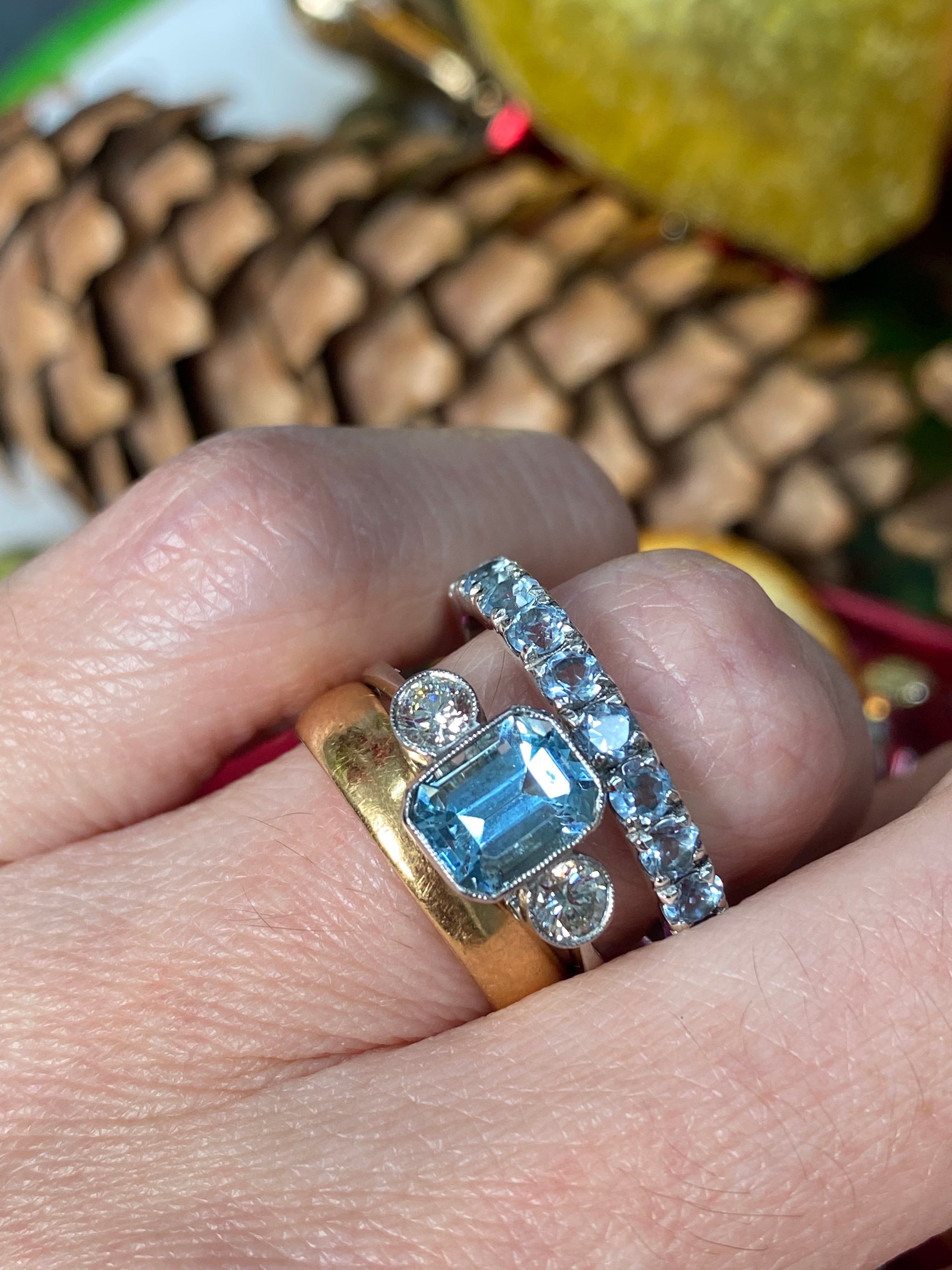 1.10 CTW Aquamarine Eternity Stacking Ring in Sterling Silver