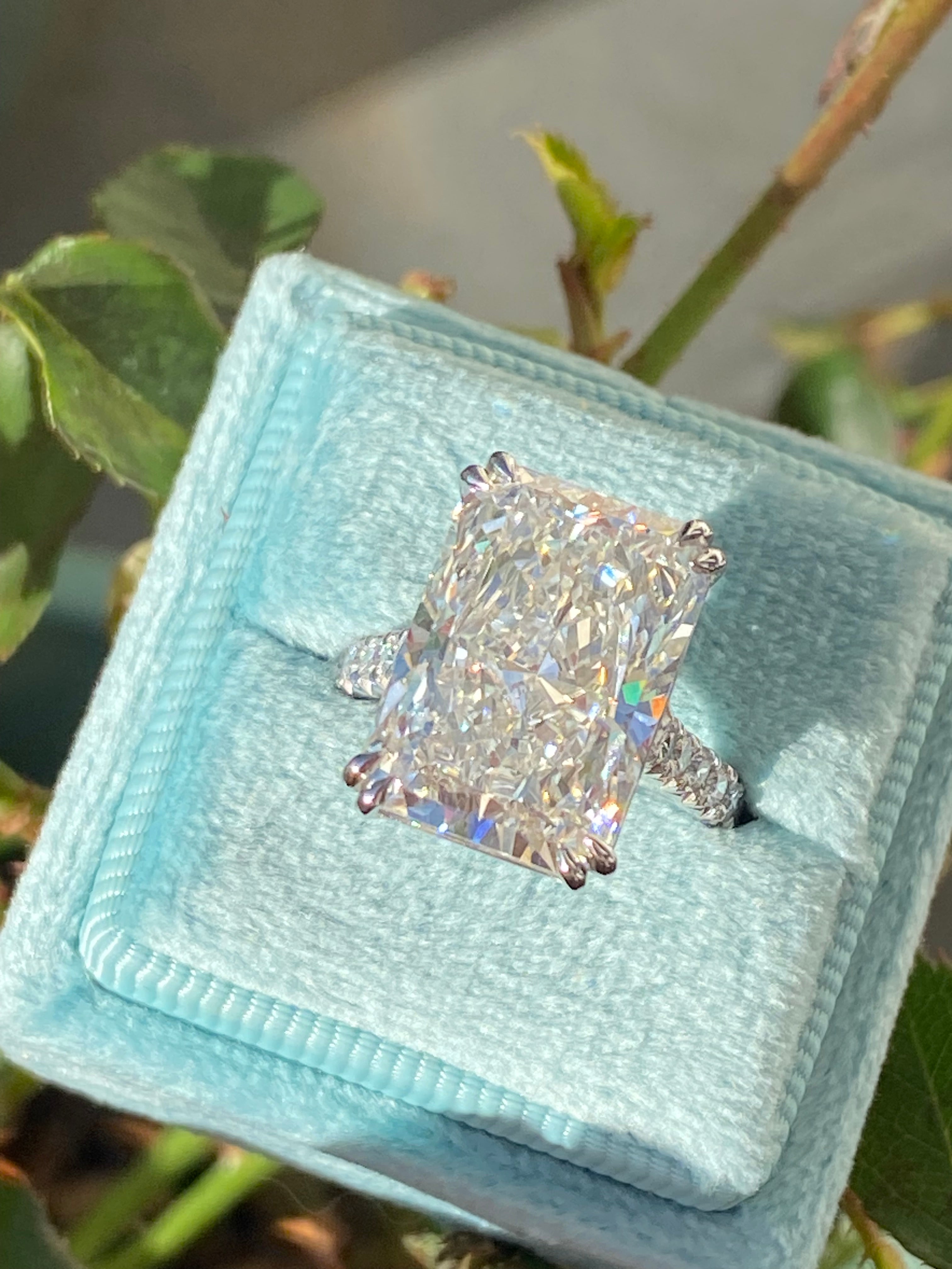 10.23 Carat Radiant Cut Lab Diamond Solitaire Engagement Ring in Platinum