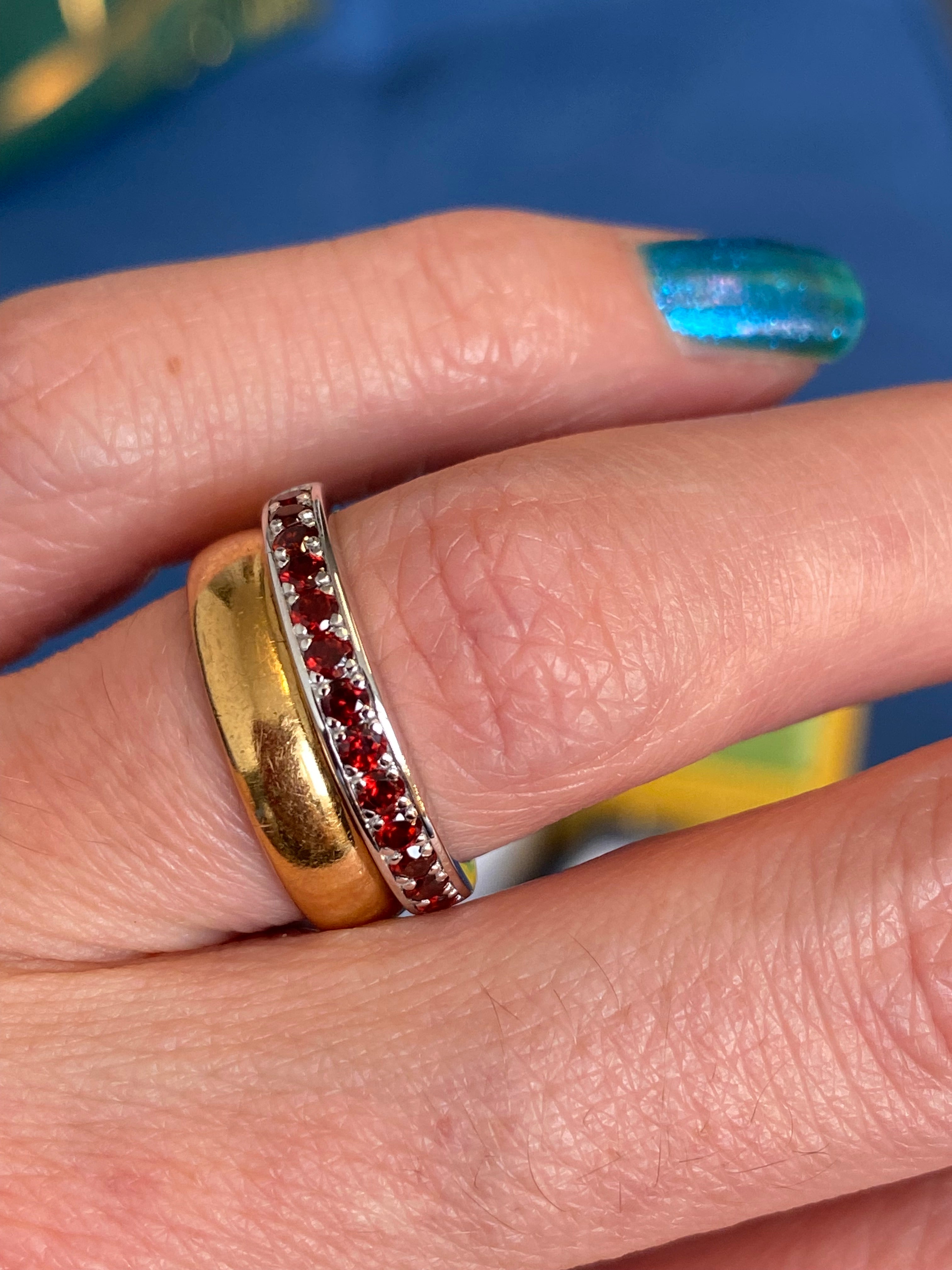 0.50ctw Red Garnet Eternity Stacking Ring in Sterling Silver