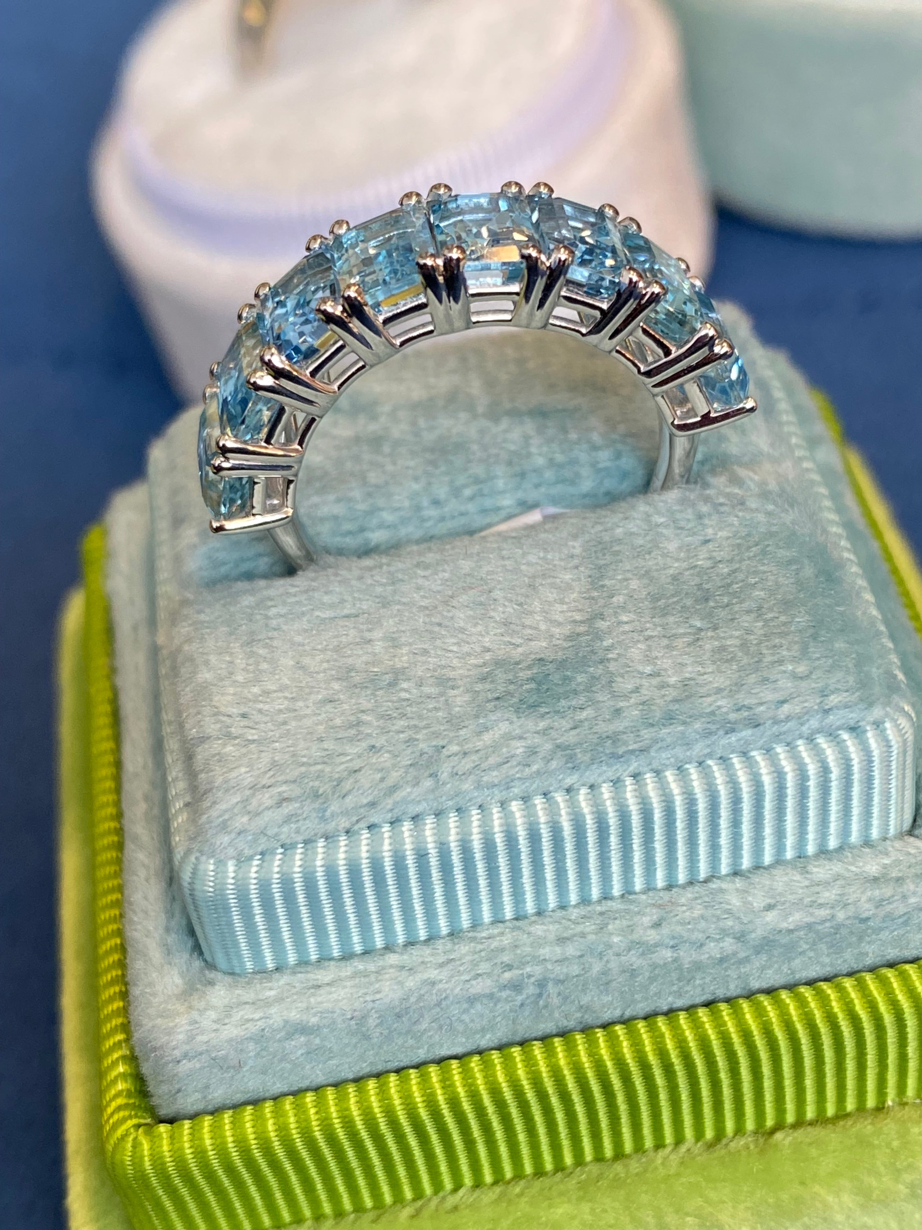 4.34 CTW Aquamarine Eternity Ring in 9ct White Gold