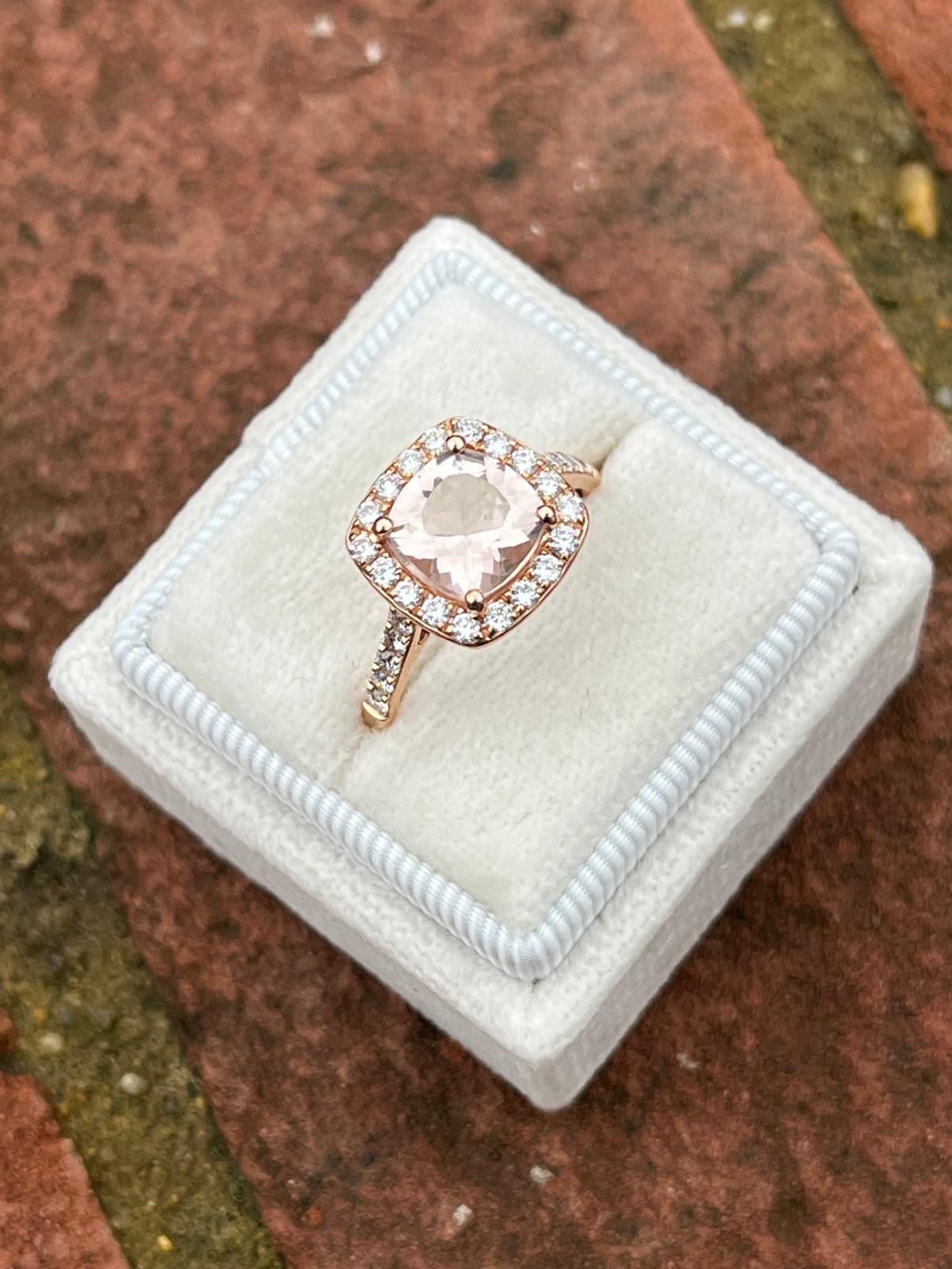 1.63 Carat Morganite and Natural Diamond Ring in 18ct Rose Gold
