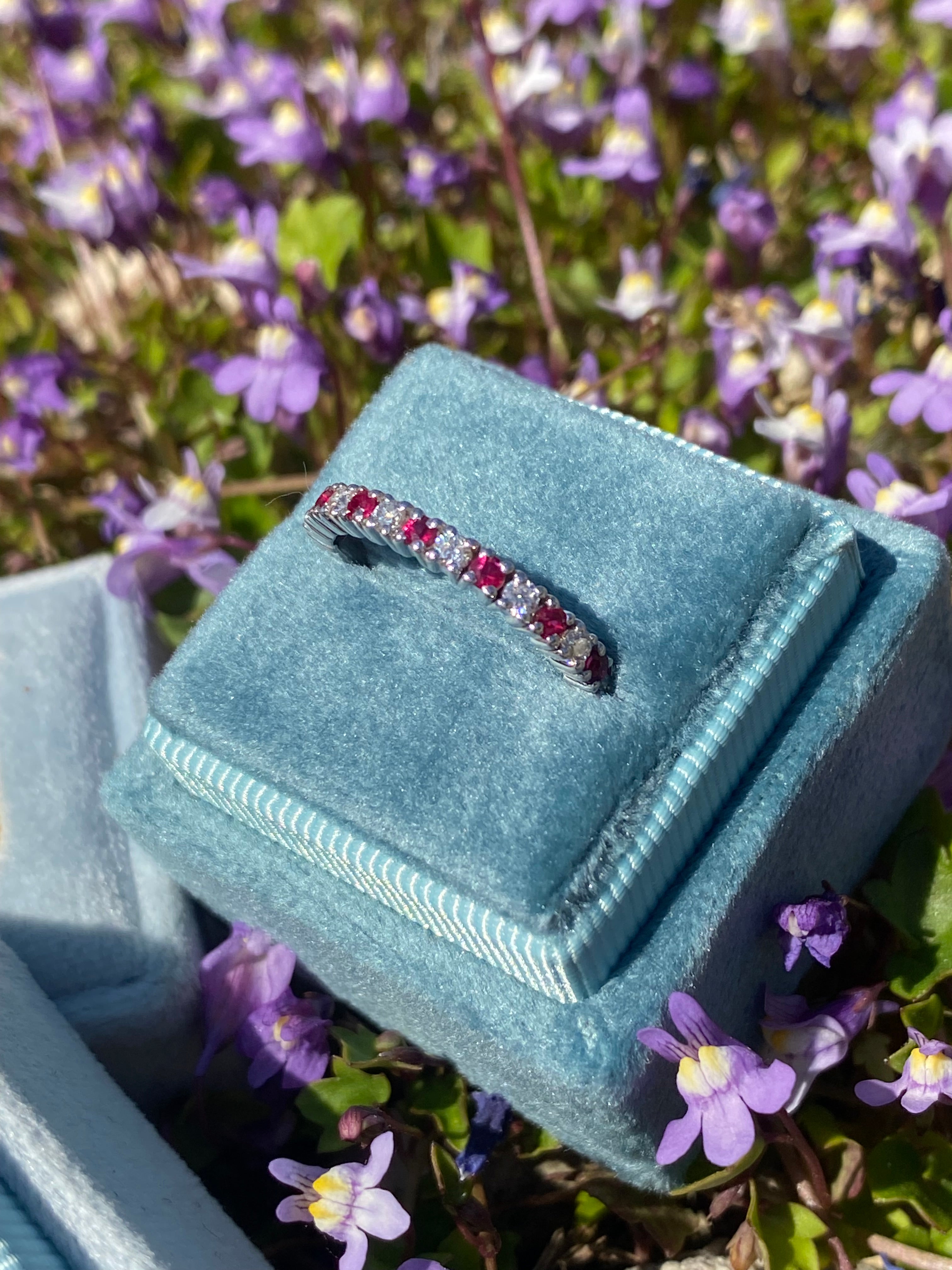 0.47ctw Natural Ruby and Moissanite Eternity Stacking Ring