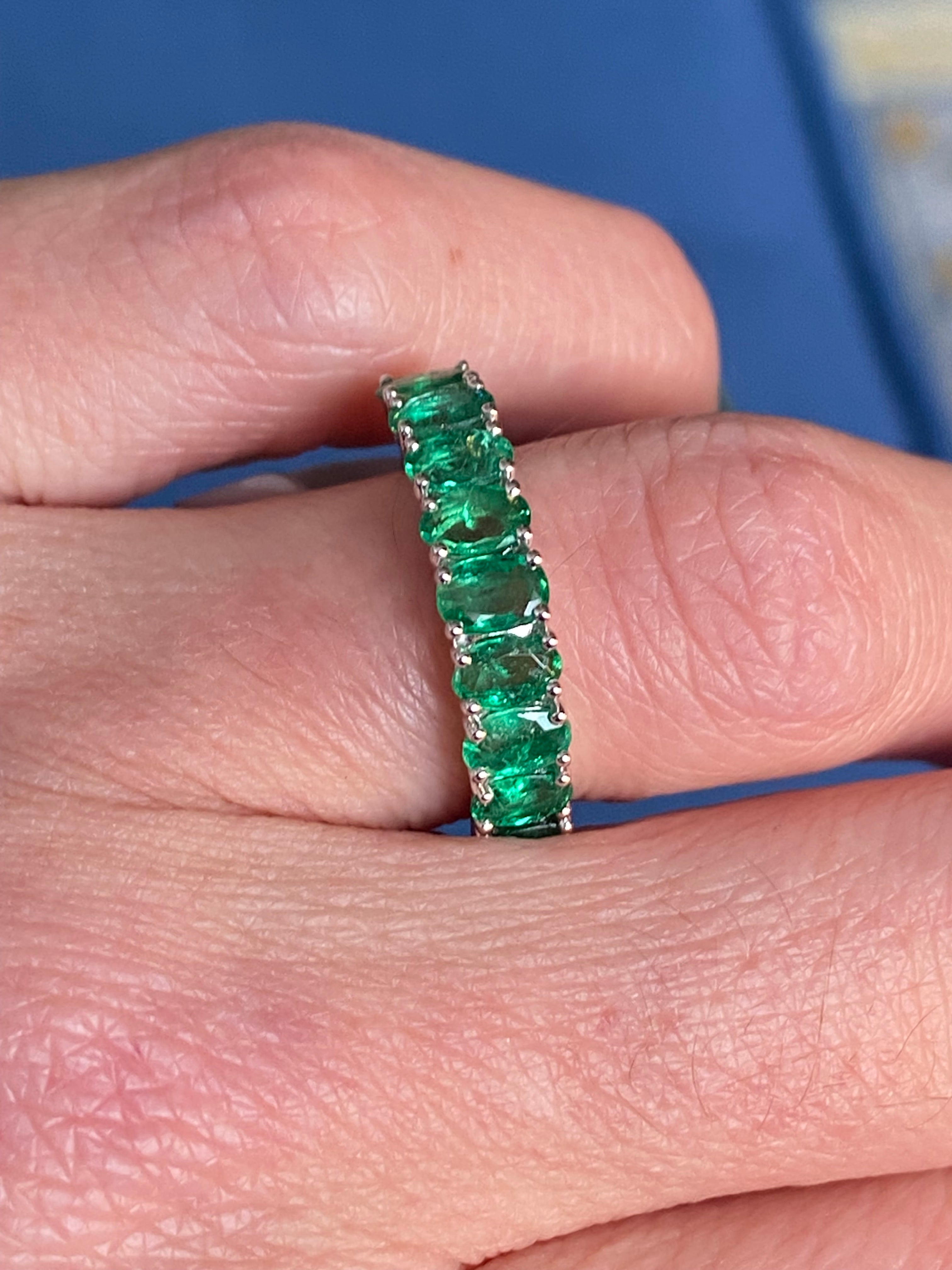 1.74 CTW Emerald Eternity Ring in 9ct White Gold