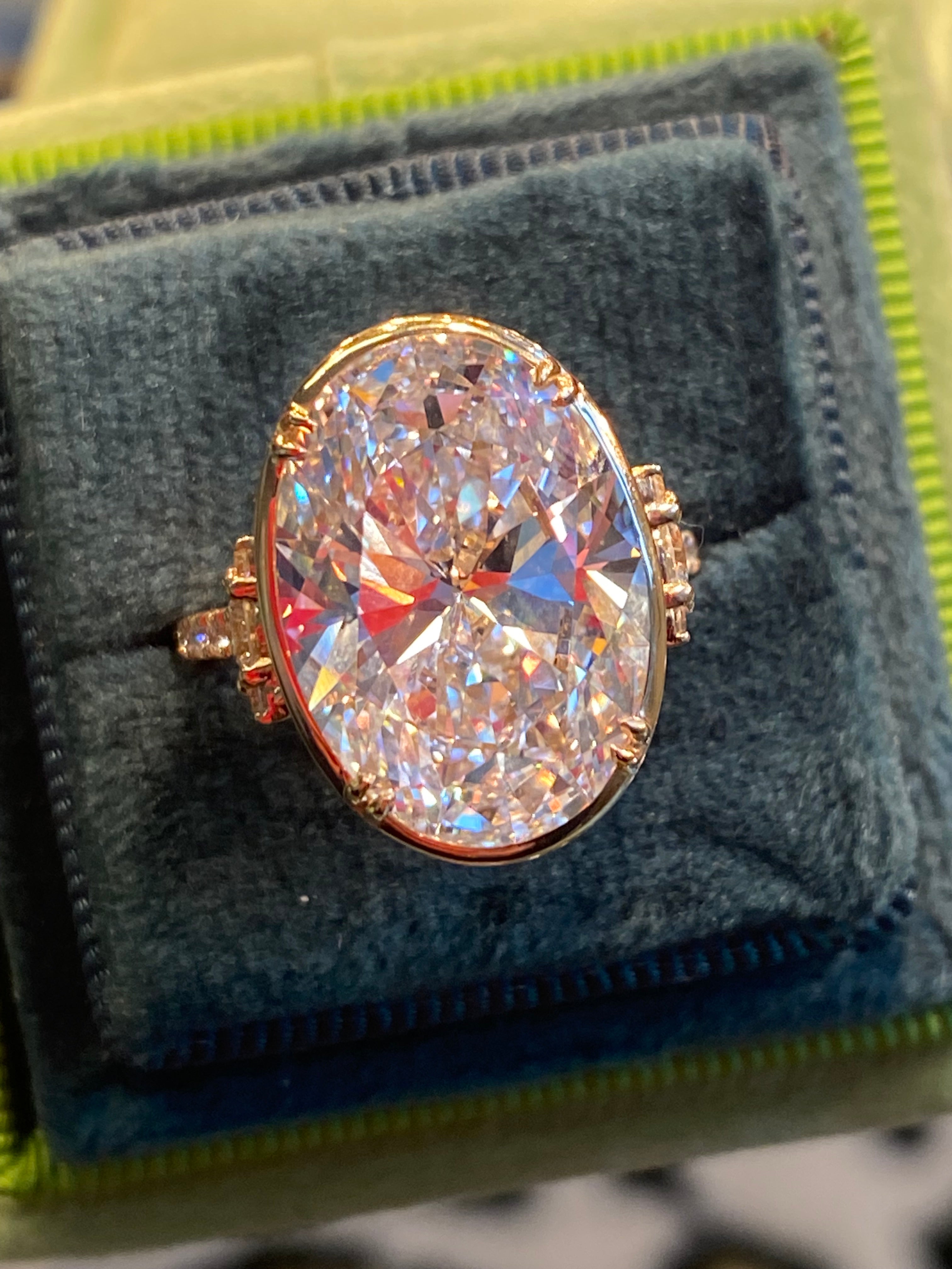 10.04 Carat Oval Cut Lab Diamond Solitaire Engagement Ring in 18ct Yellow Gold