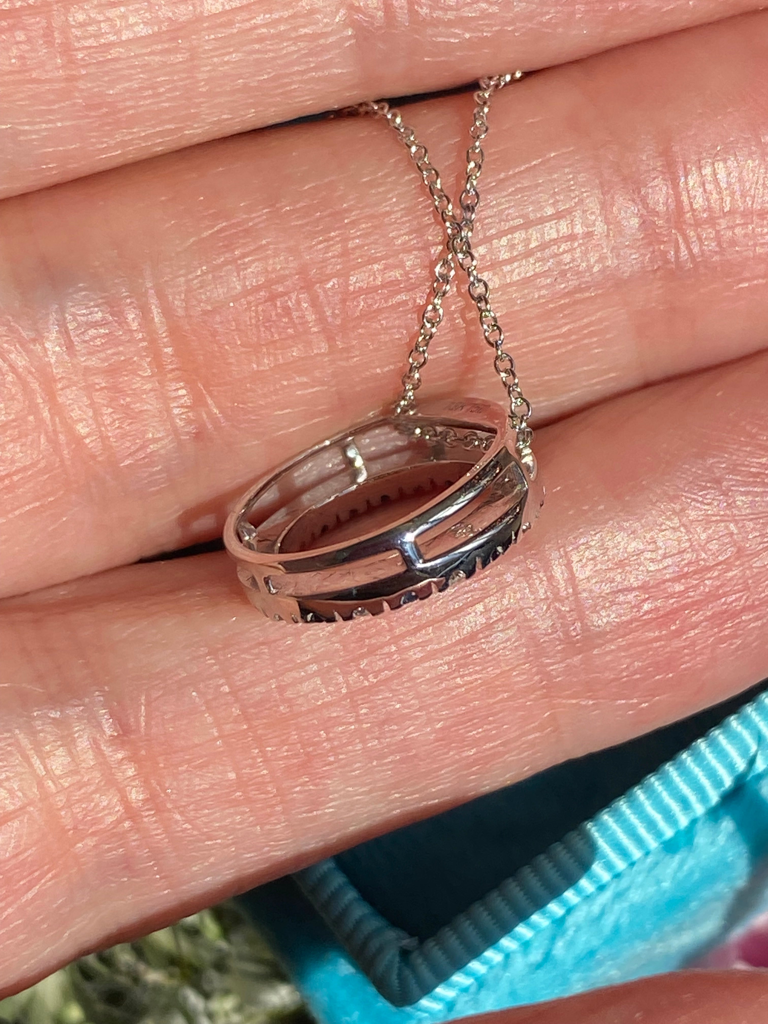 0.35 CTW Sapphire and Diamond Circle Necklace in 18ct White Gold