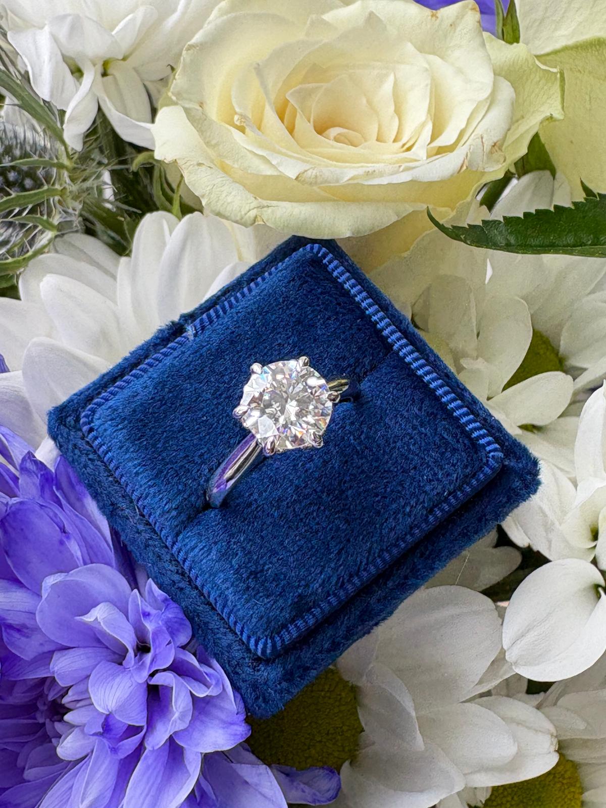 2.00 Carat Knife Edge Round Brilliant Moissanite Solitaire Ring