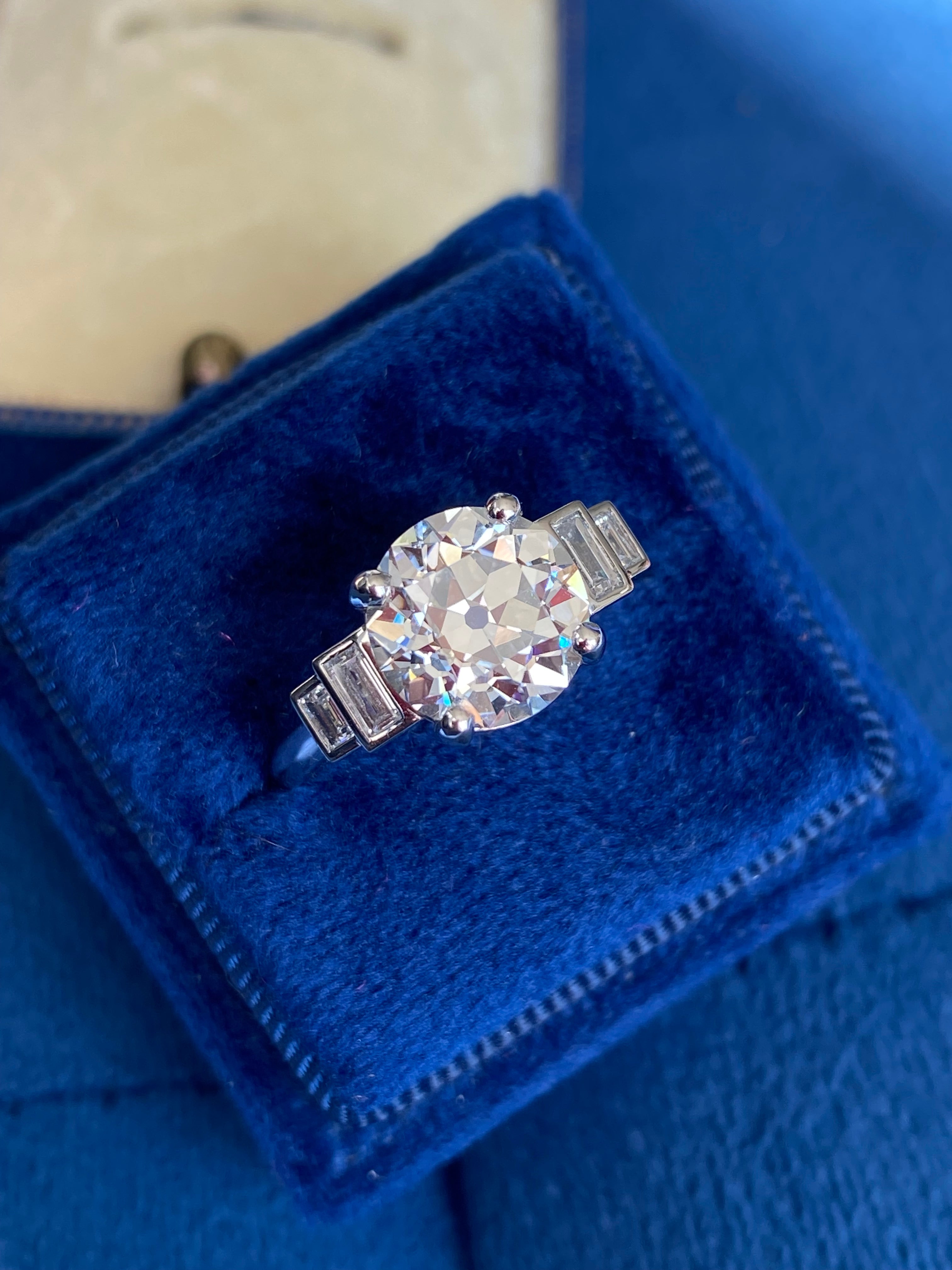 Heritage 3.25CT + Old European Cut Lab Grown Diamond Engagement Ring, at Least F Colour / VS Clarity