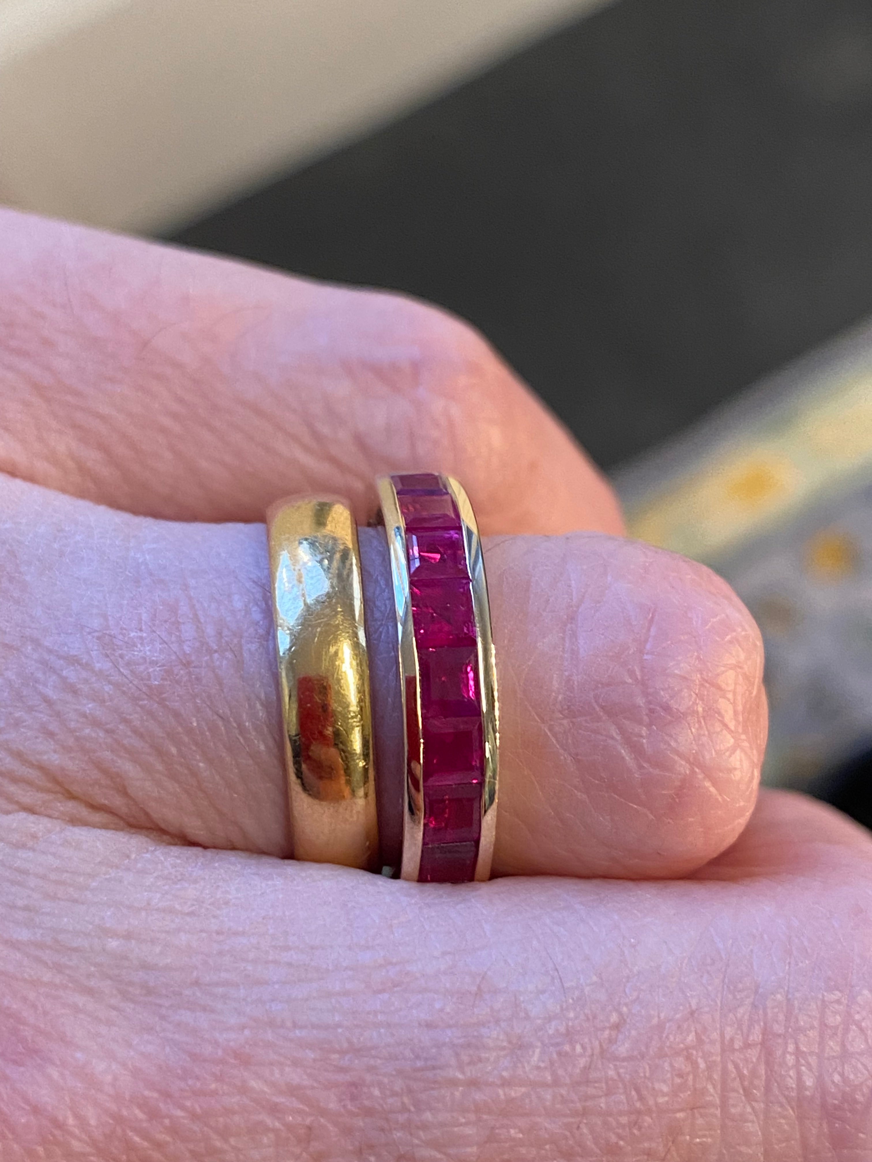 Princess Cut Channel Set Ruby in 9ct Yellow Gold