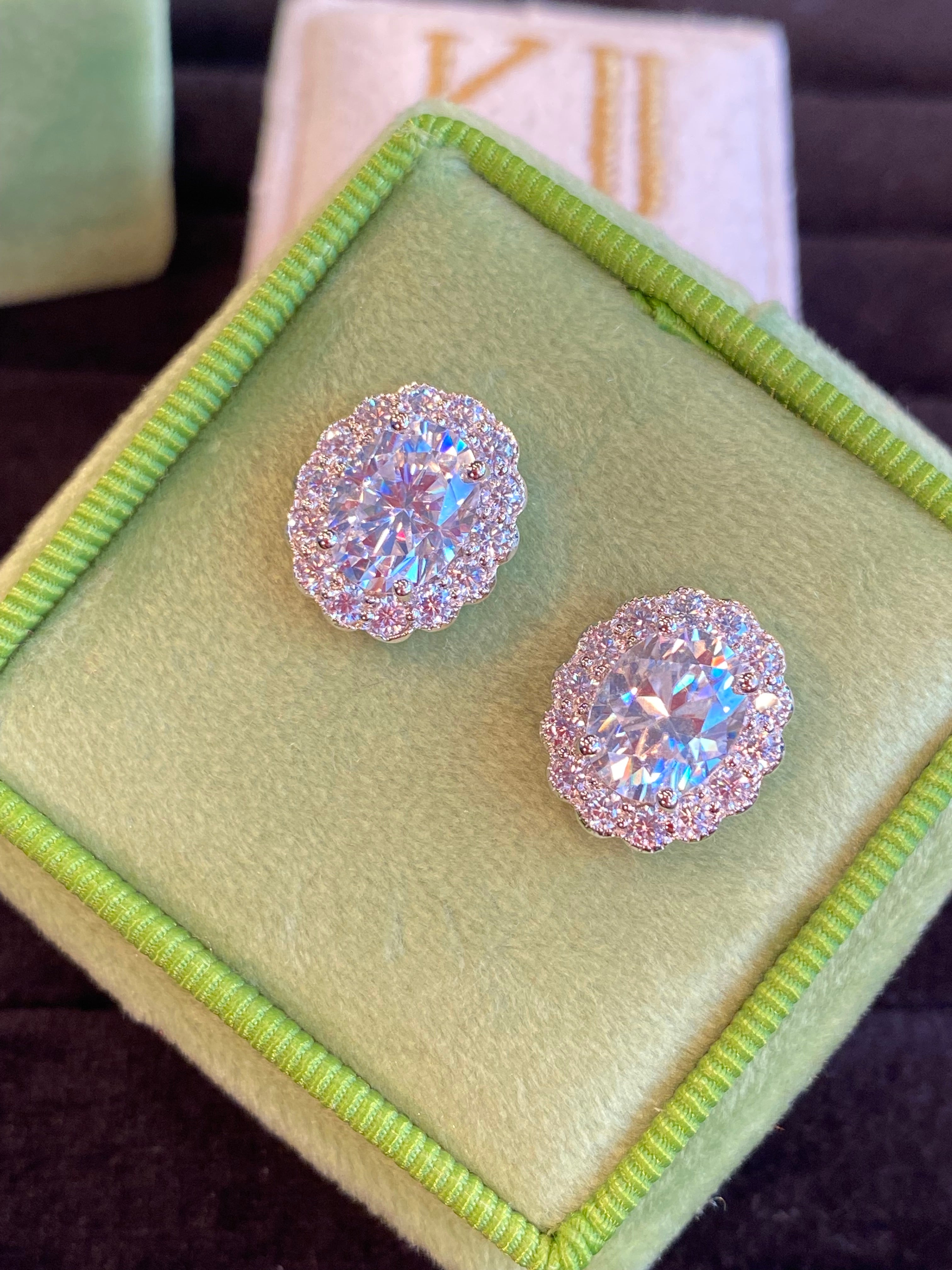 5.00 CTW Oval Cut Moissanite Earrings in Sterling Silver