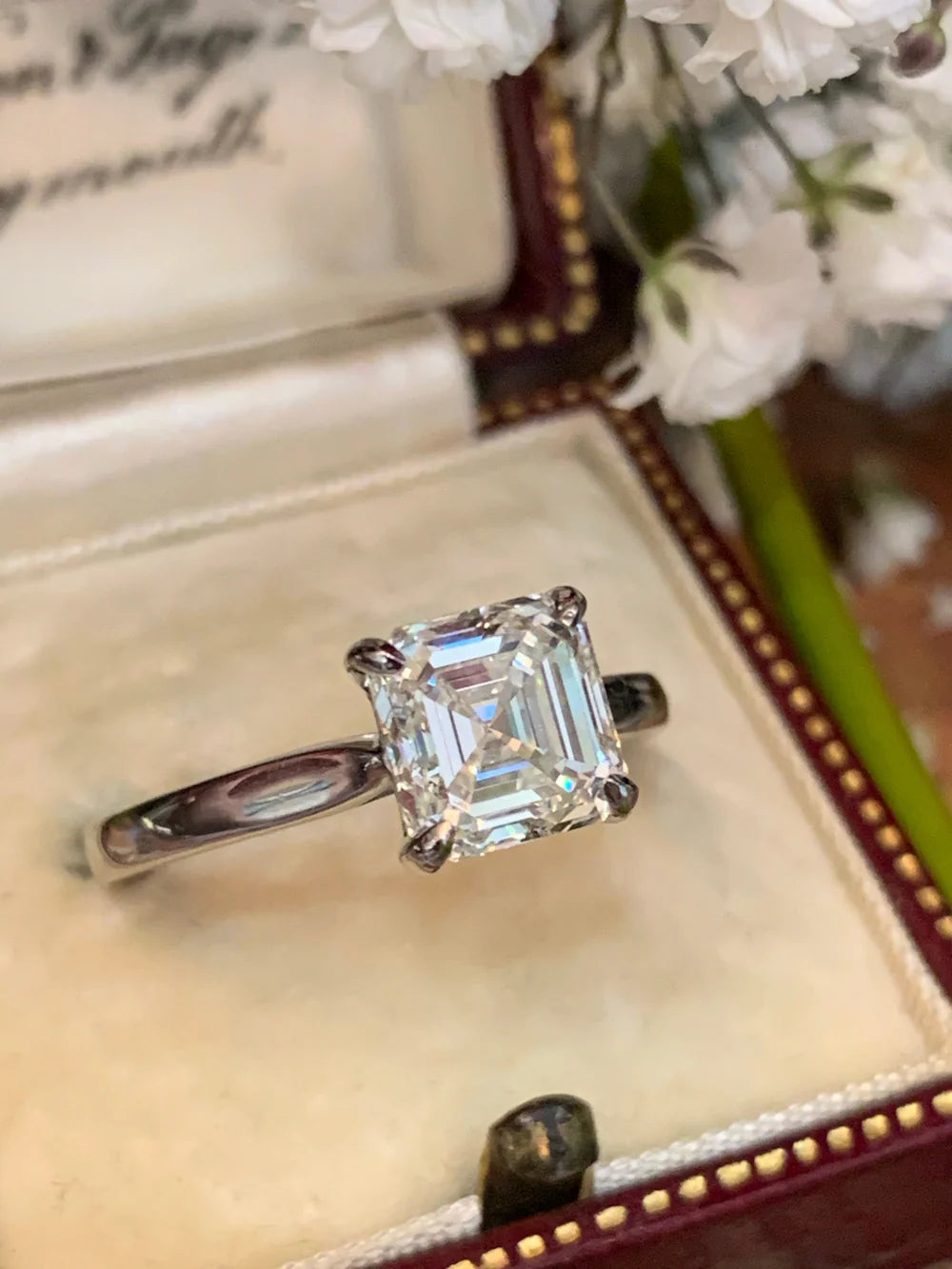 Heritage 2.00 CT + Asscher Cut Lab Grown Diamond Solitaire Engagement Ring, at Least F Colour / VVS Clarity