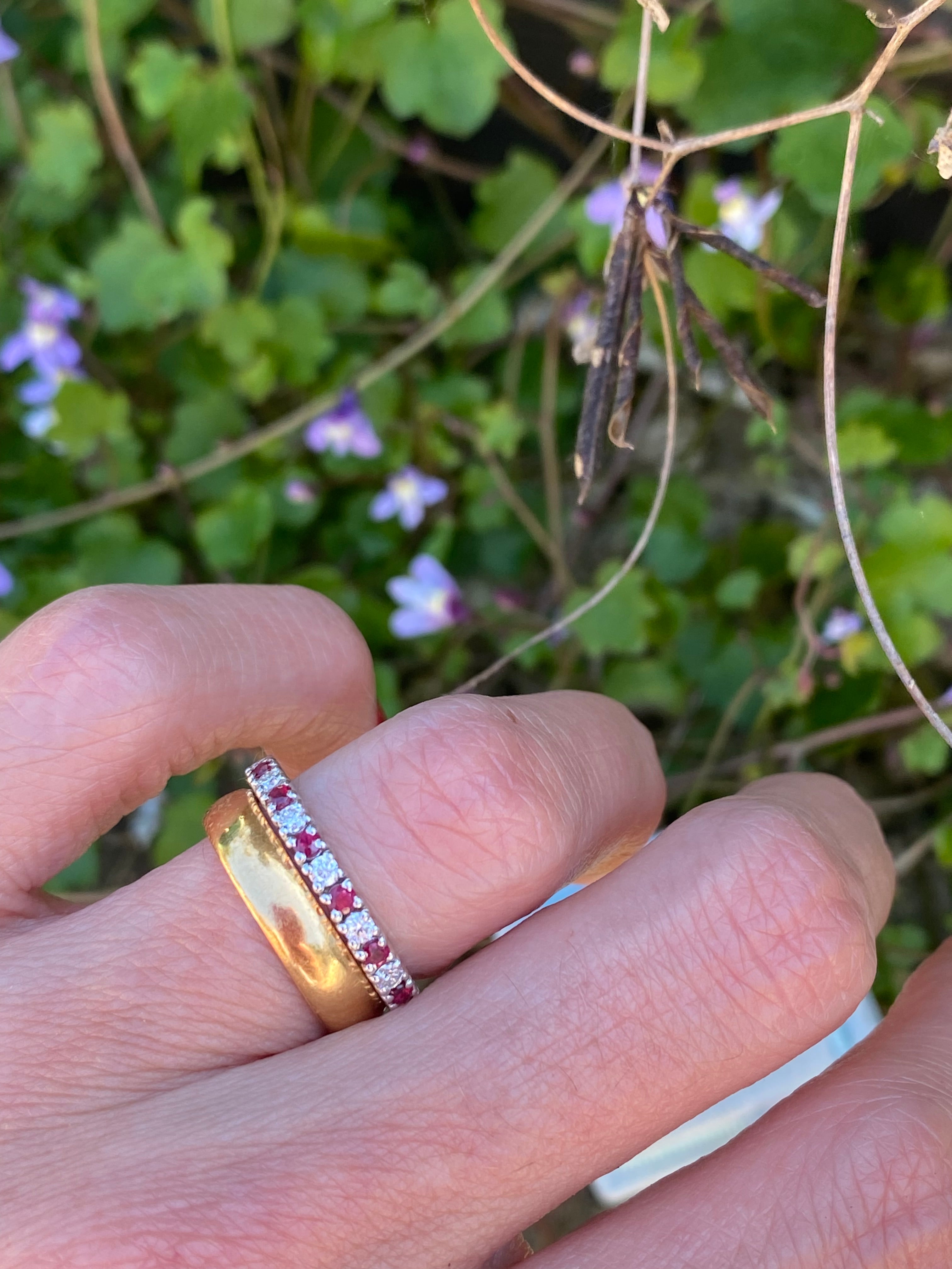 0.47ctw Natural Ruby and Moissanite Eternity Stacking Ring