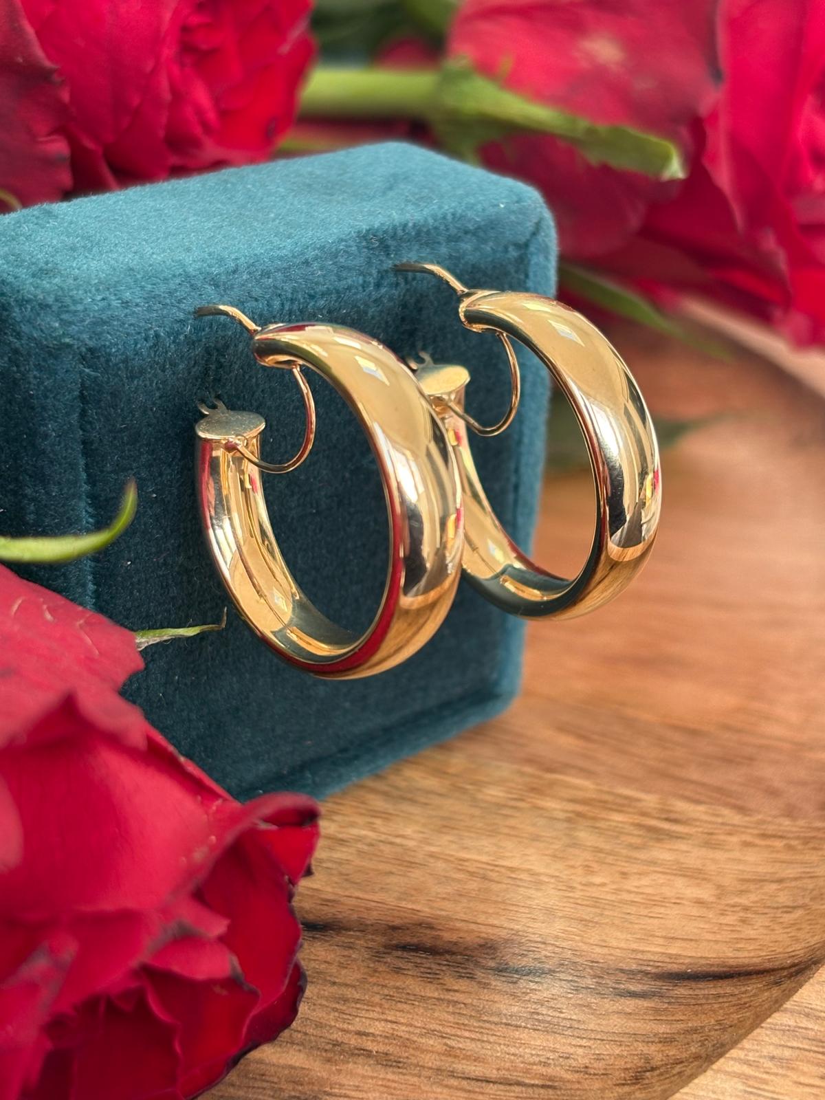 Wide Hoop Earrings in 9ct Yellow Gold