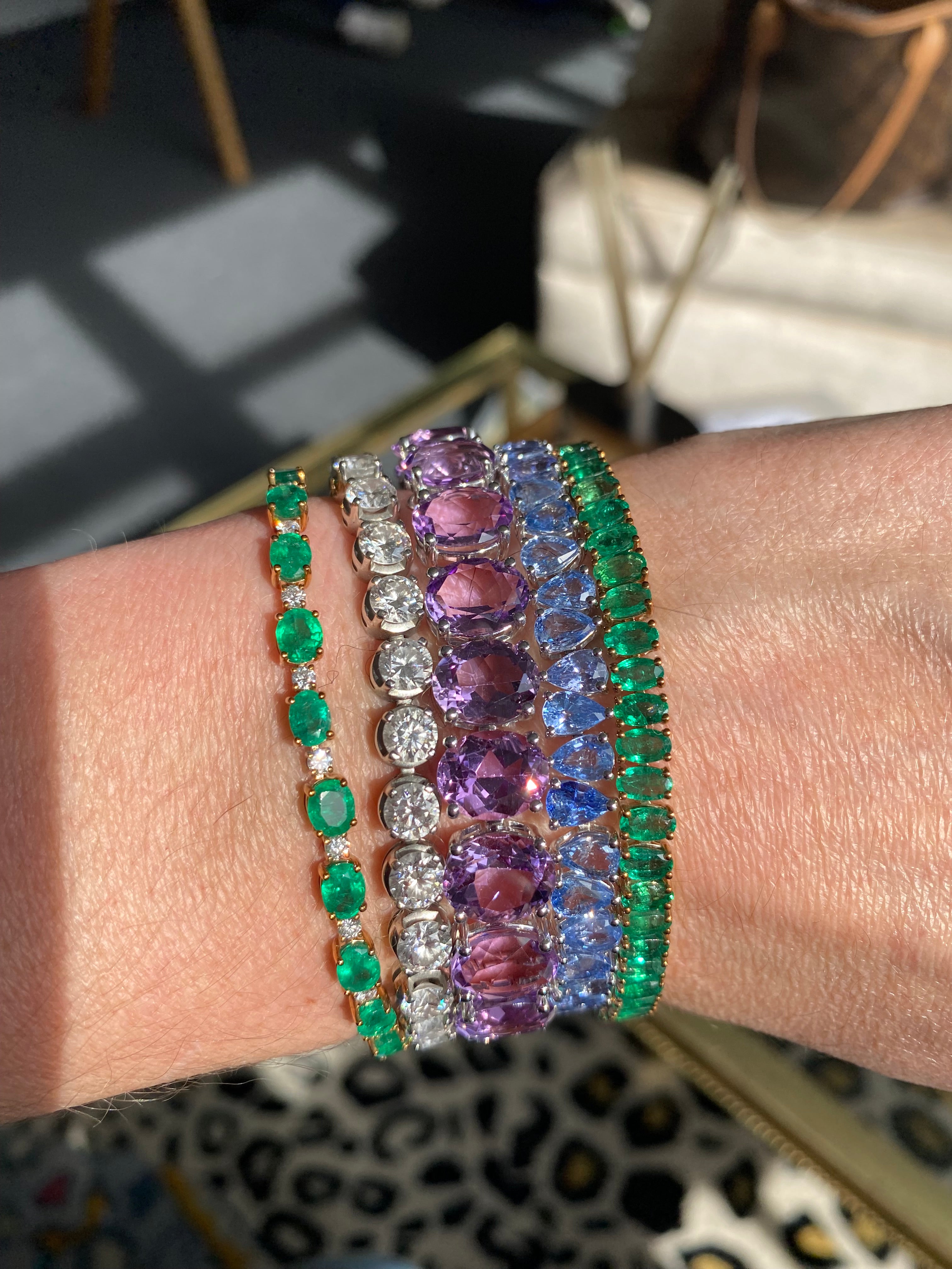 27.08 CTW Pear Cut Ceylon Sapphire Line Bracelet in 9ct White Gold