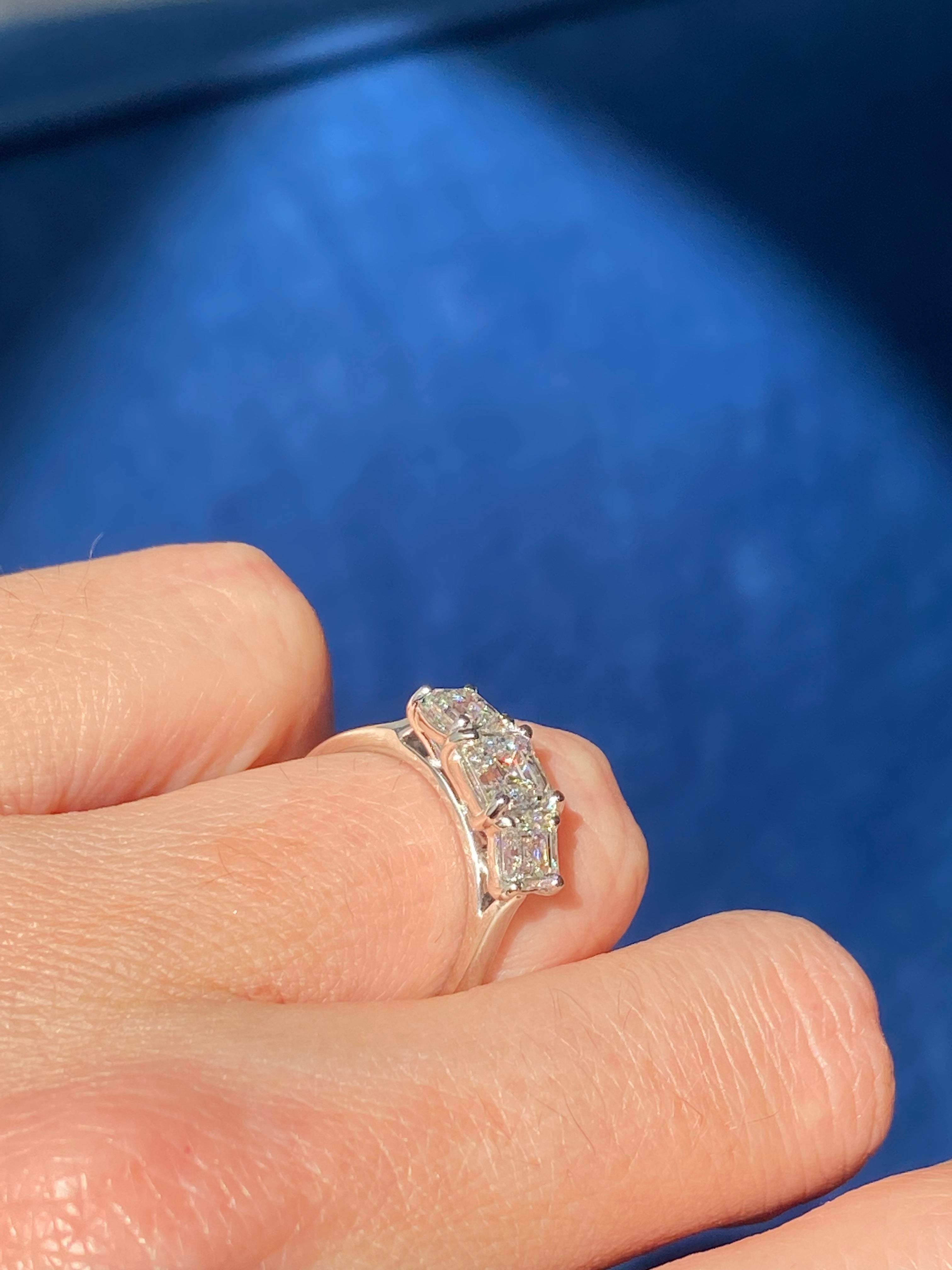 Heritage 2.00 CT + Asscher Cut Lab Grown Diamond Three Stone Trilogy Engagement Ring, at Least F Colour / VVS Clarity