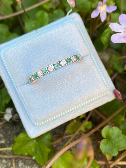0.47ctw Natural Emerald and Moissanite Eternity Stacking Ring