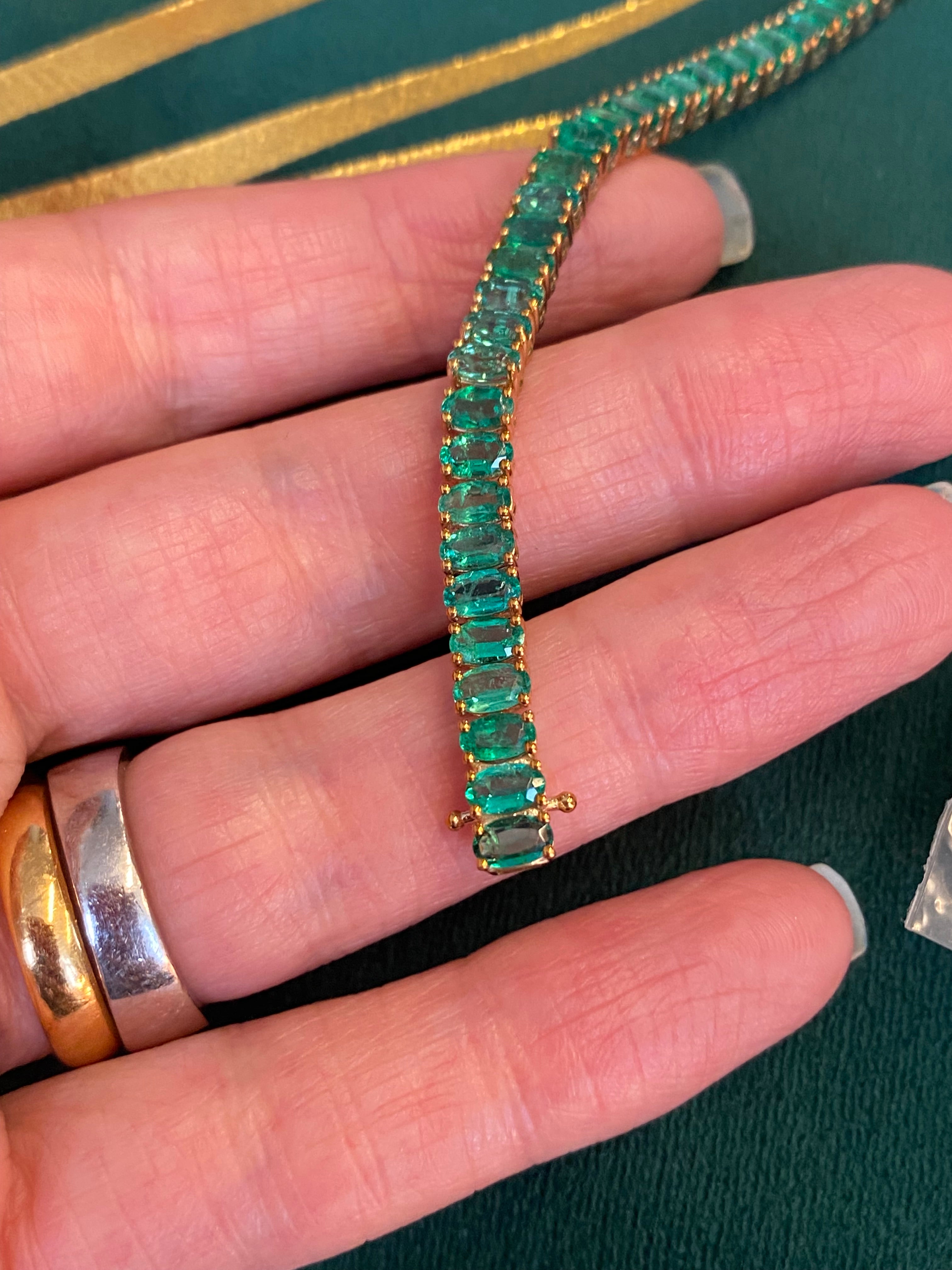 12.27 CTW Emerald Line Tennis Bracelet in 9ct Yellow Gold