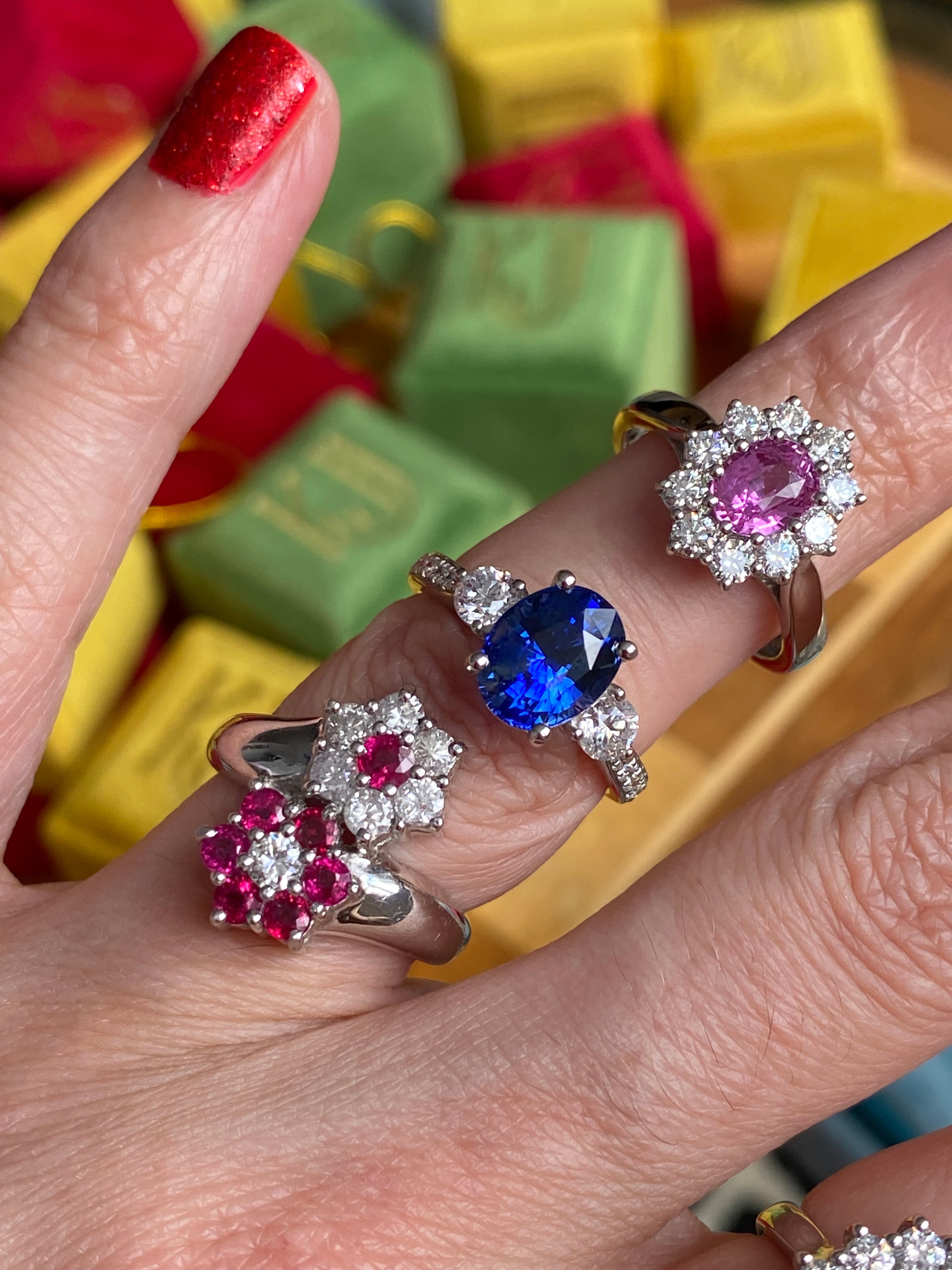 1.21 CTW Ruby and Natural Diamond Double Daisy Halo Ring in Platinum