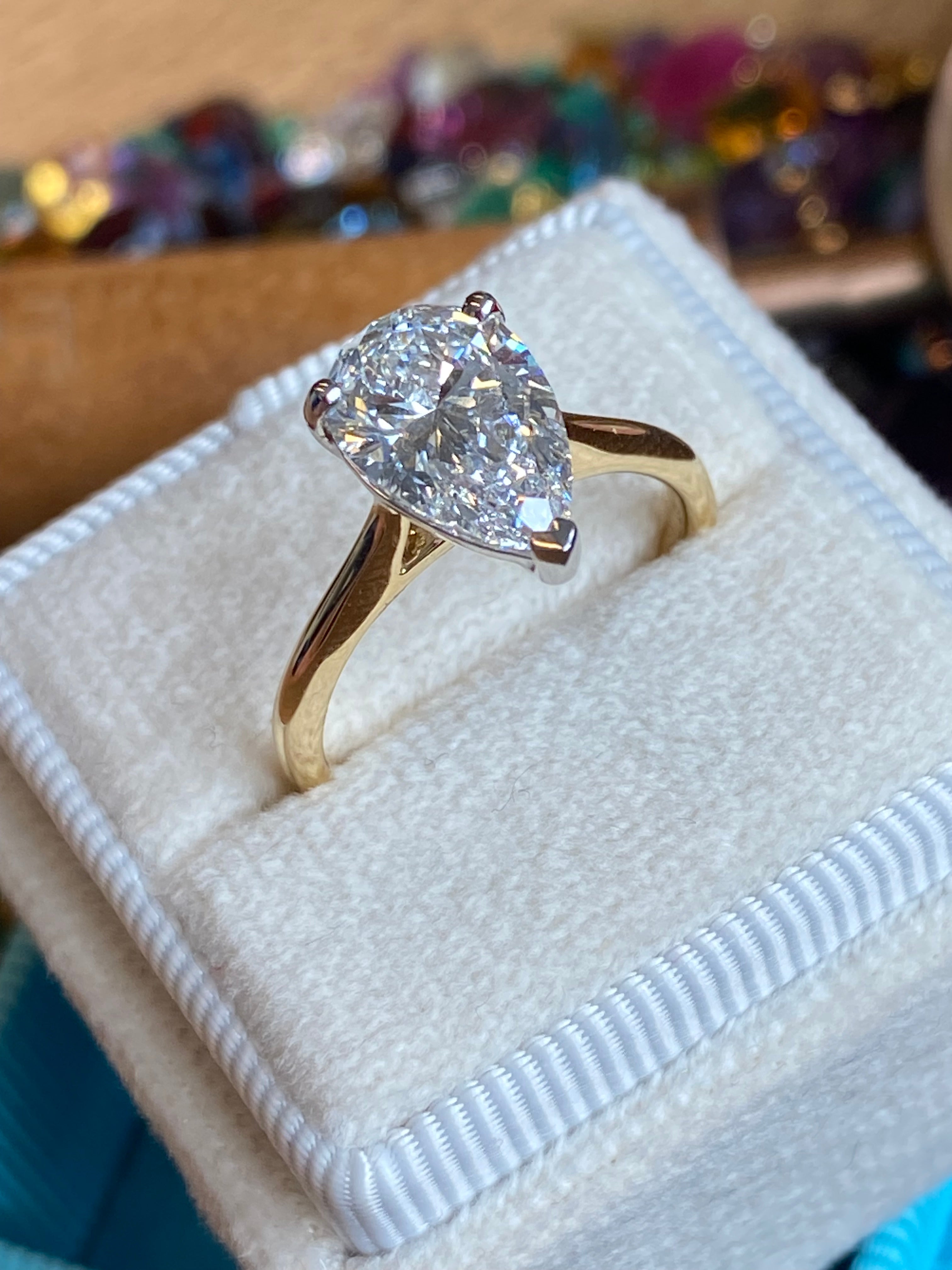 Heritage 2.00 CT + Lab Grown Pear Cut Diamond Solitaire Engagement Ring, at Least E Colour / VVS Clarity