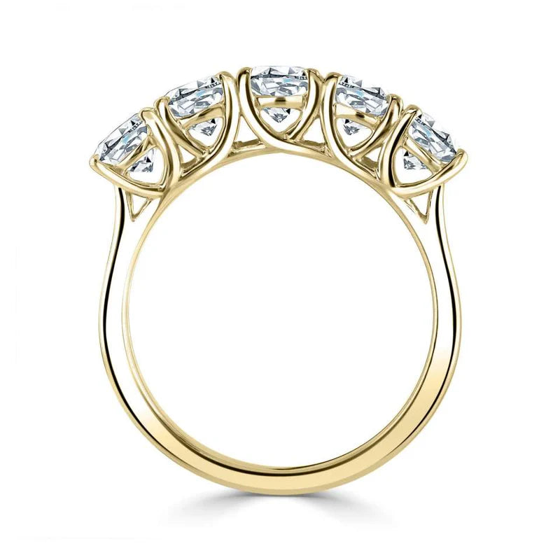 2.50 CTW + Round Brilliant Lab Grown Diamond Five Stone Ring, at Least F Colour / VVS Clarity