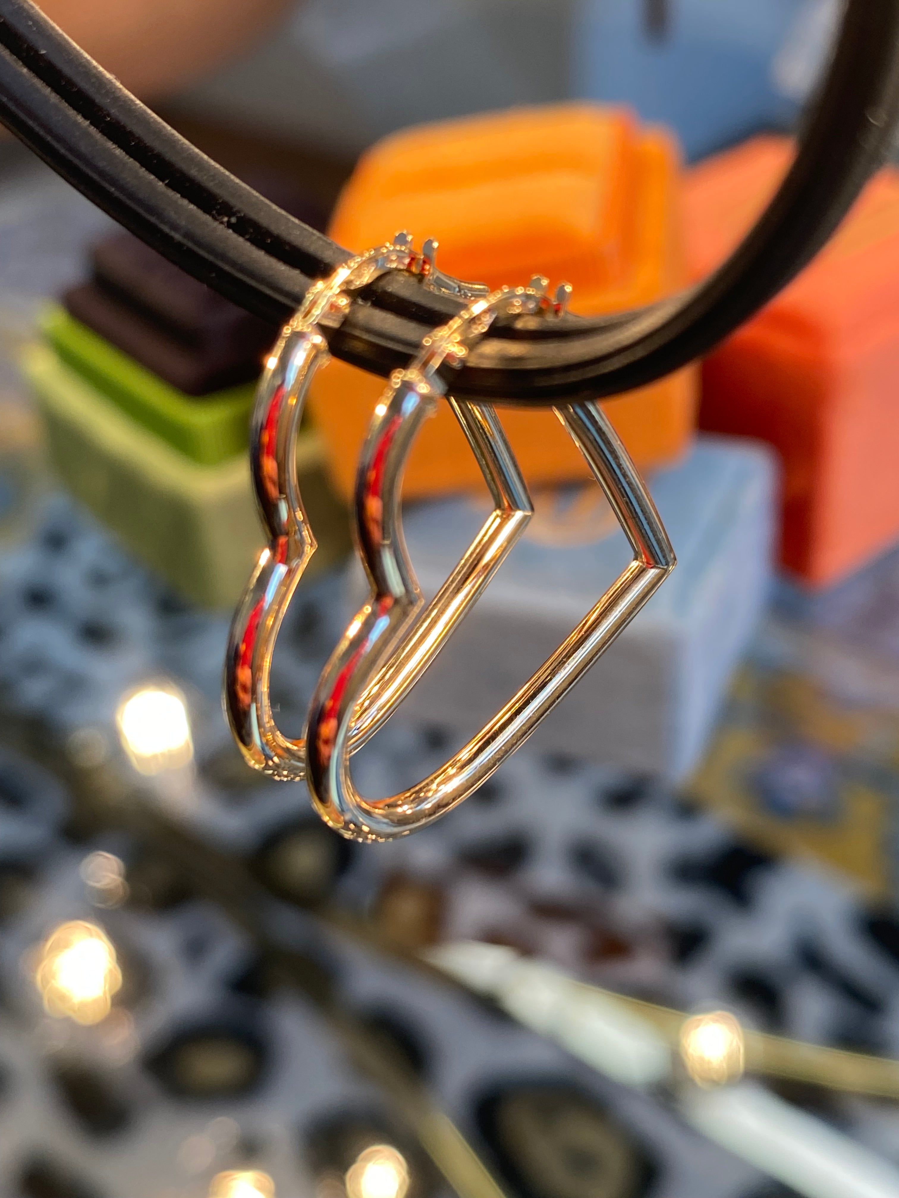 Lovely Heart 24mm Hoop Earrings in 9ct Yellow Gold