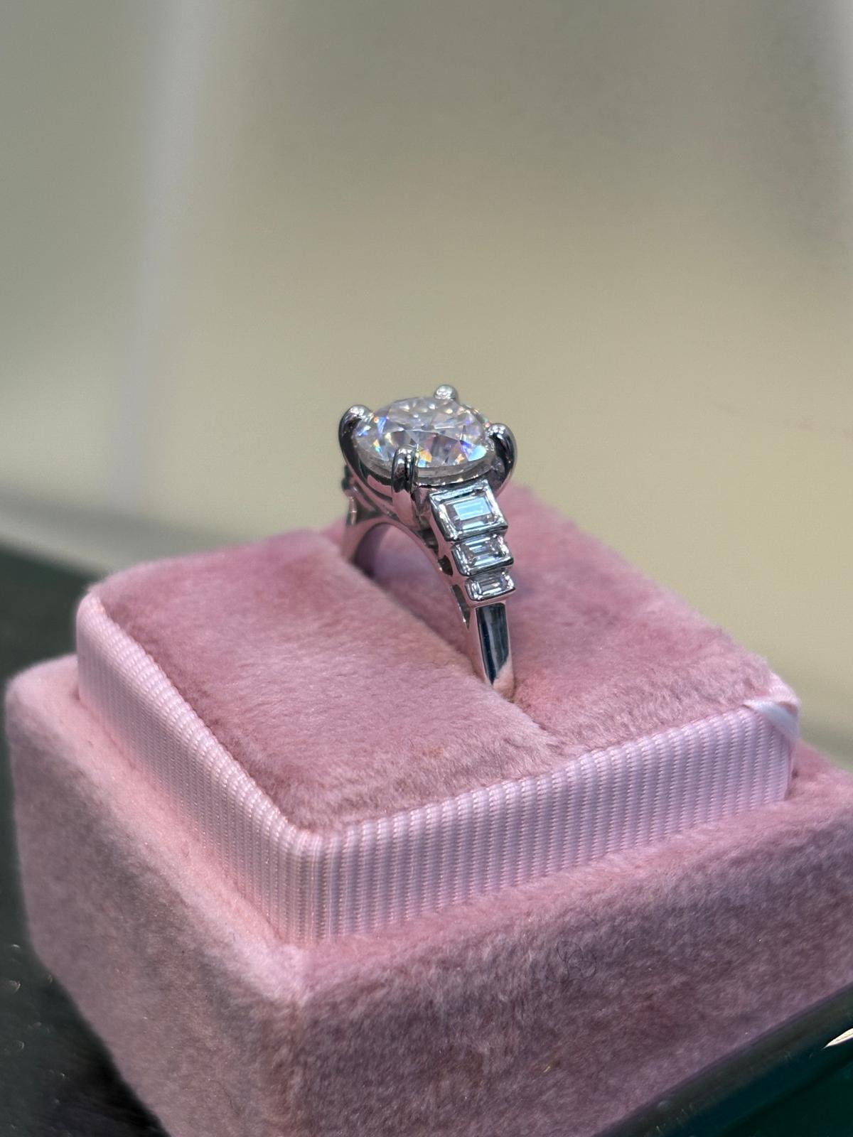 3.00 CTW Moissanite Art Deco Style Engagement Ring