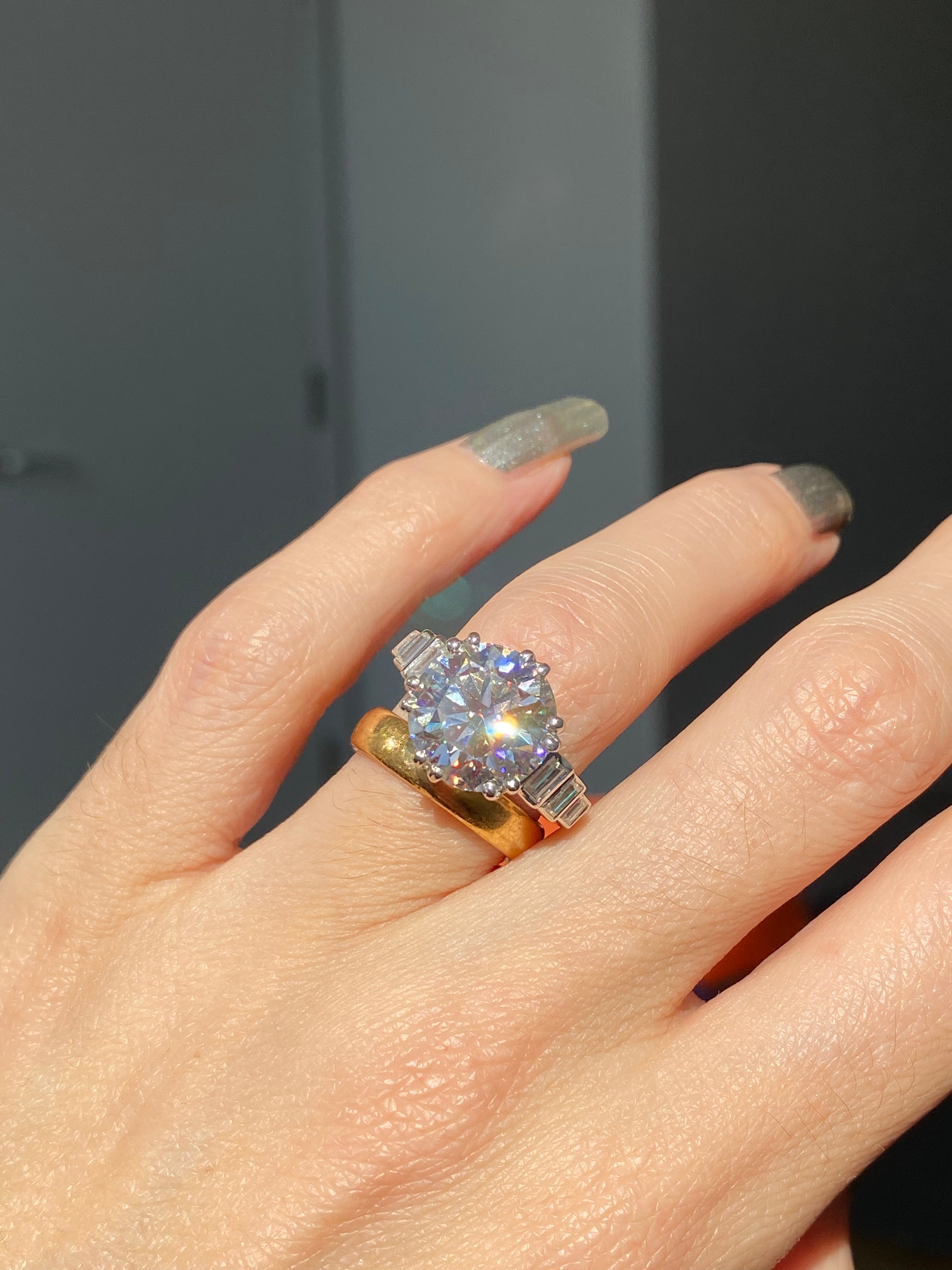 6.45 CTW Round Brilliant Cut Moissanite Solitaire Engagement Ring in Sterling Silver