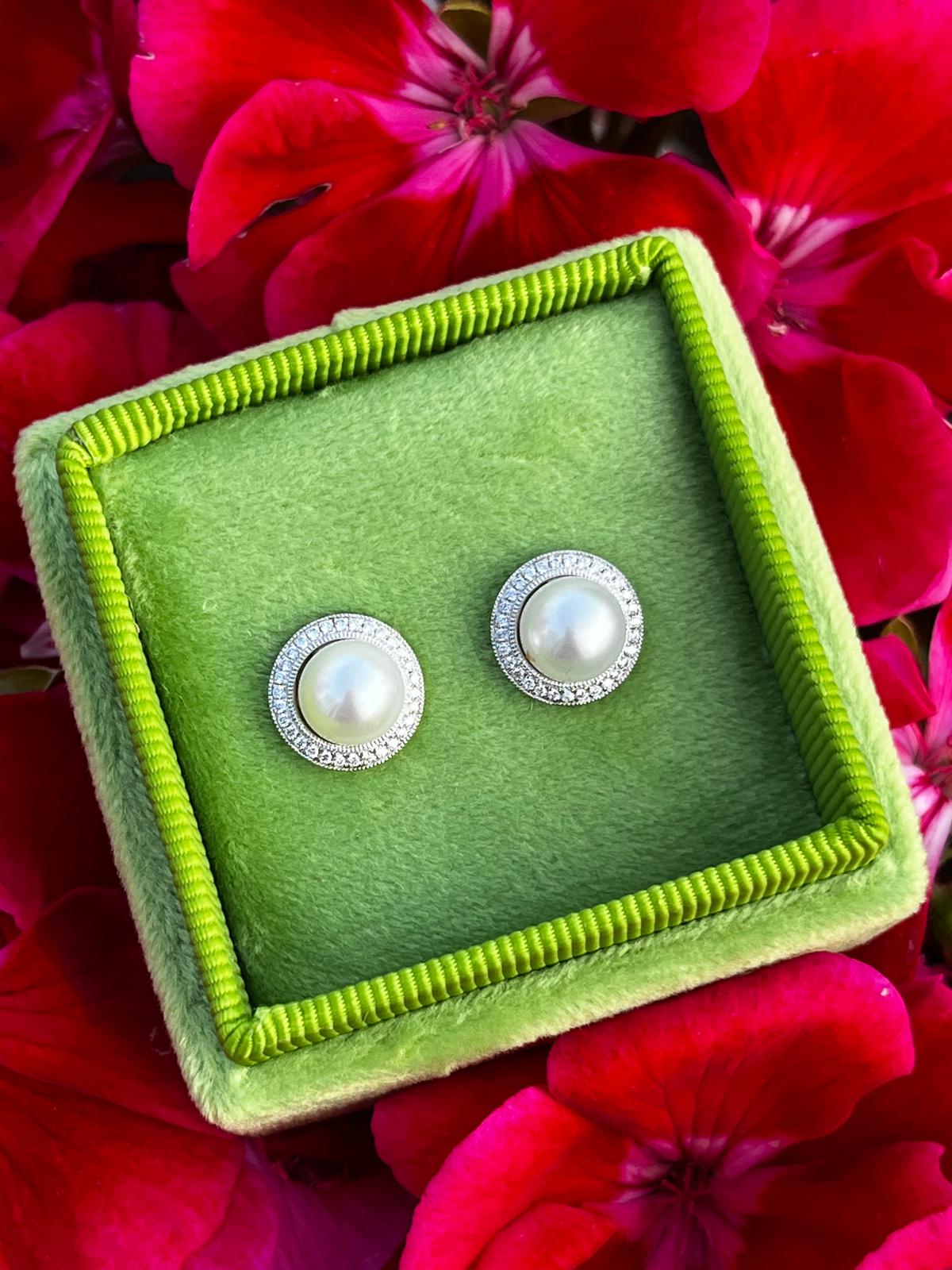 Pearl and Diamond Earrings in 18ct White Gold