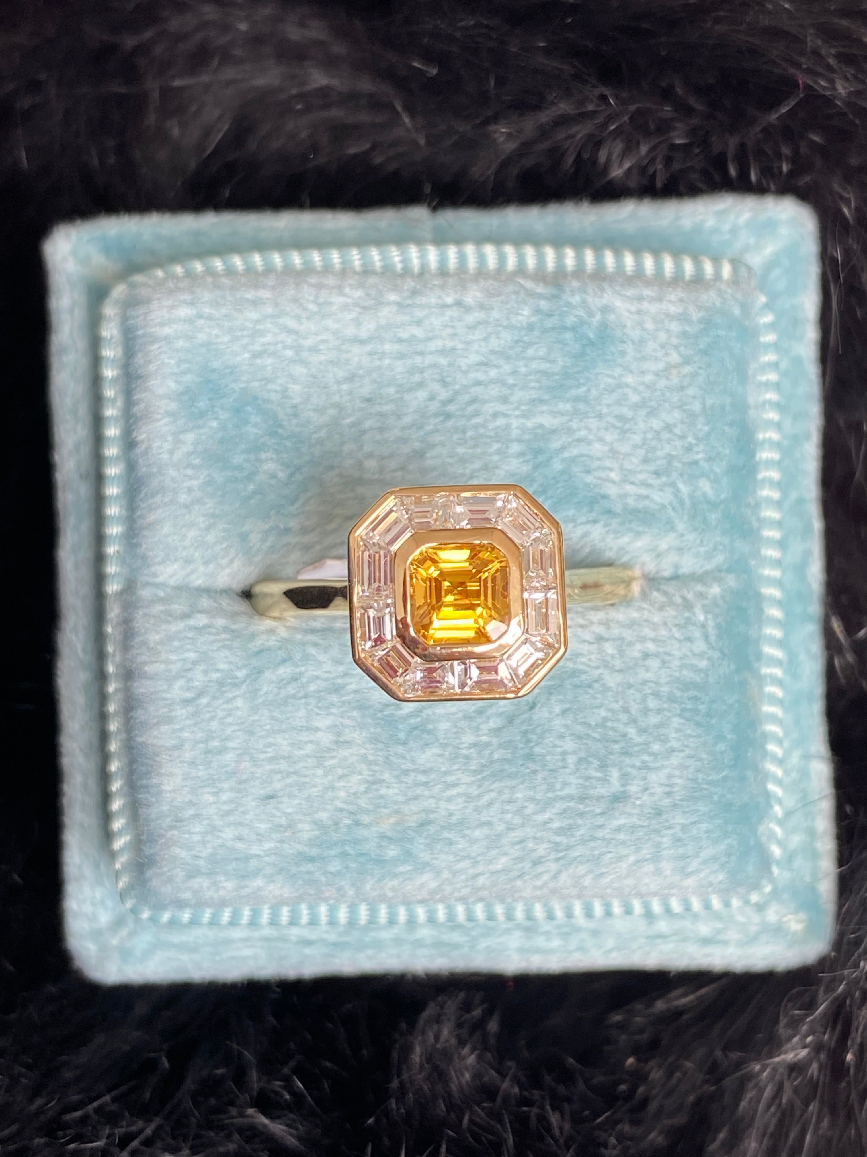 1.41 CTW Yellow Sapphire and Natural Diamond Ring in 18ct Yellow Gold