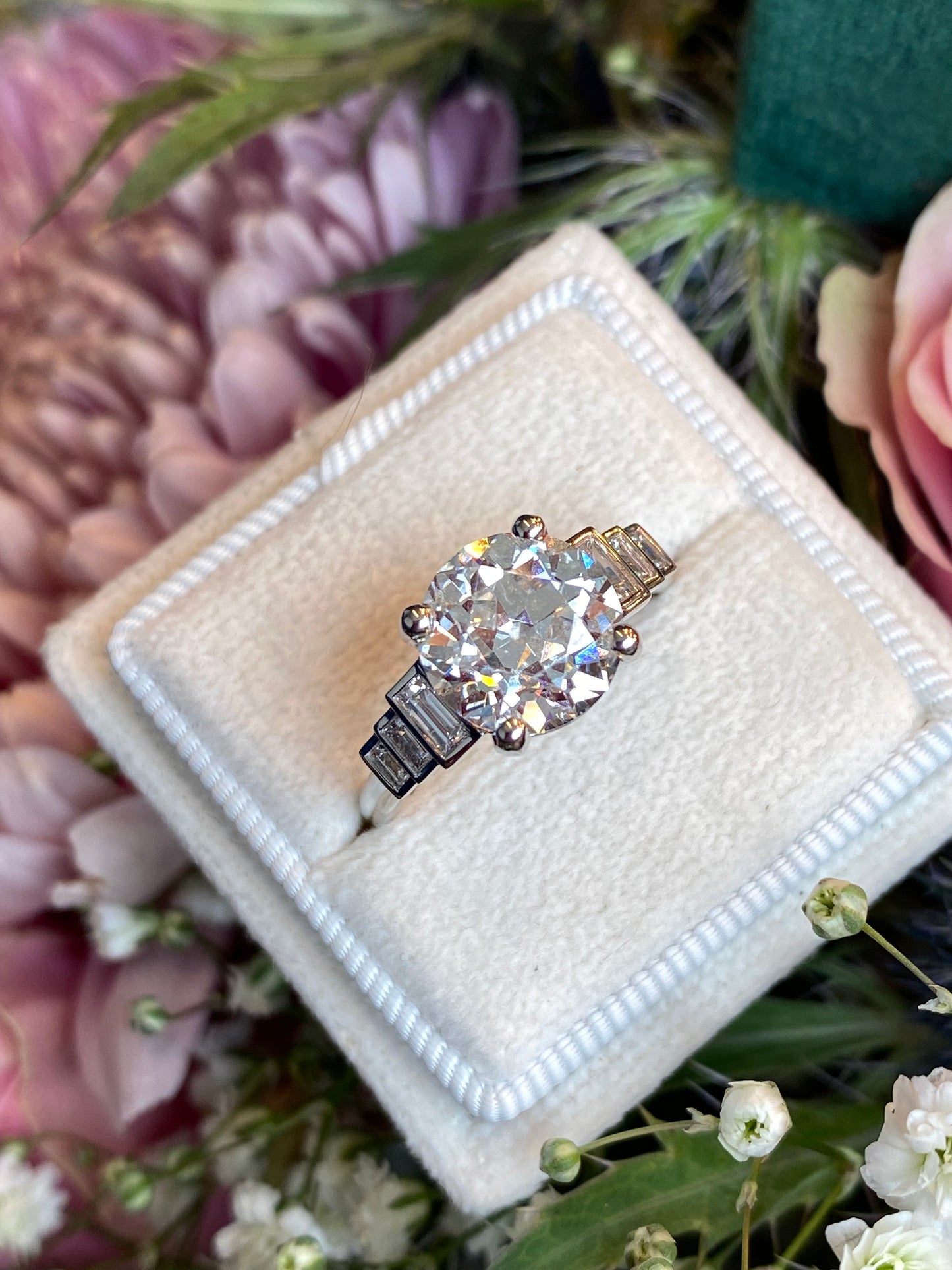 Heritage 3.00CT + Old Mine Cut Lab Grown Diamond Engagement Ring, at Least F Colour / VS Clarity