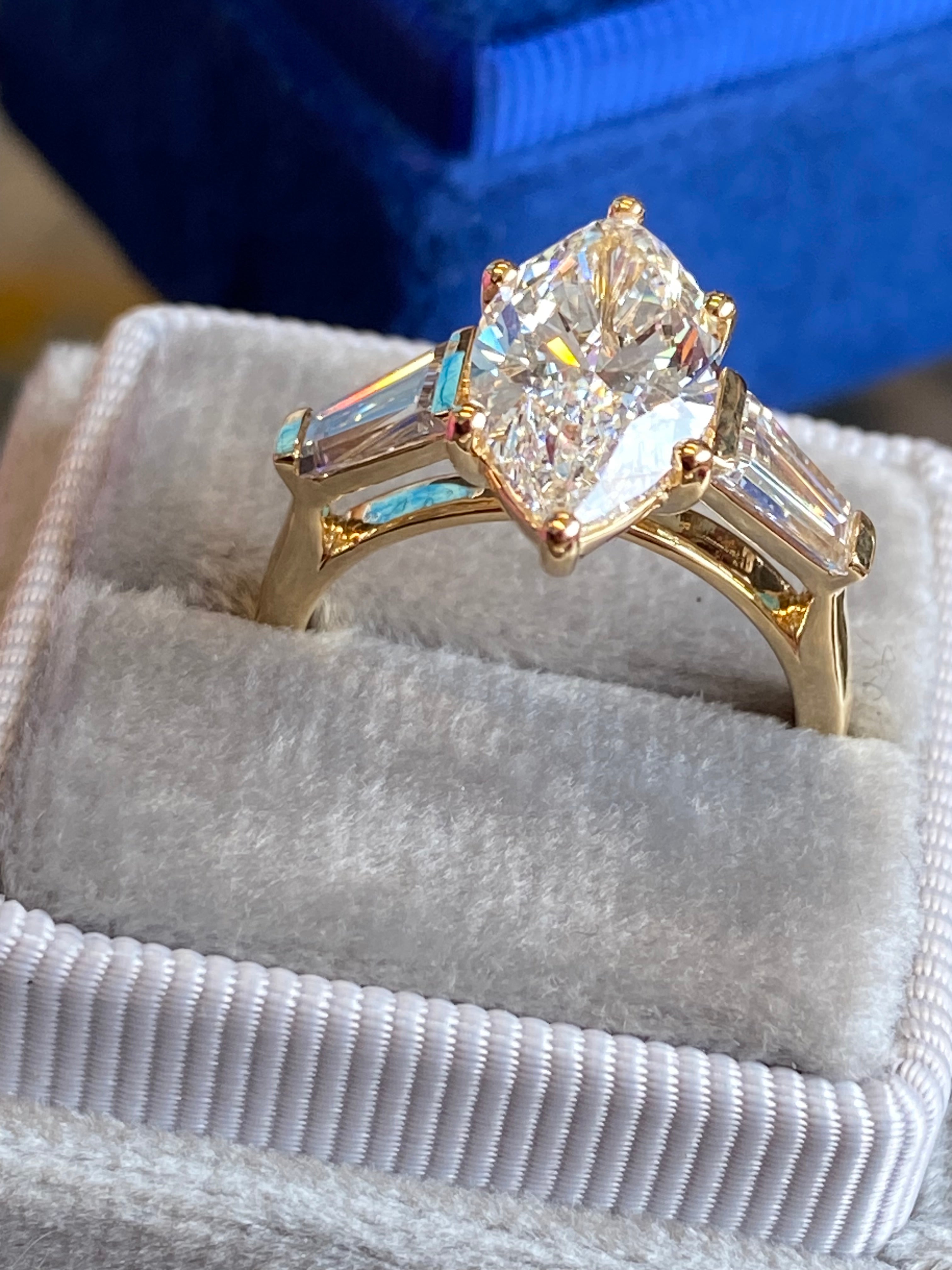 4.04 CTW Marquise Cut D Colour VS1 Lab Diamond Engagement Ring in 18ct Yellow Gold