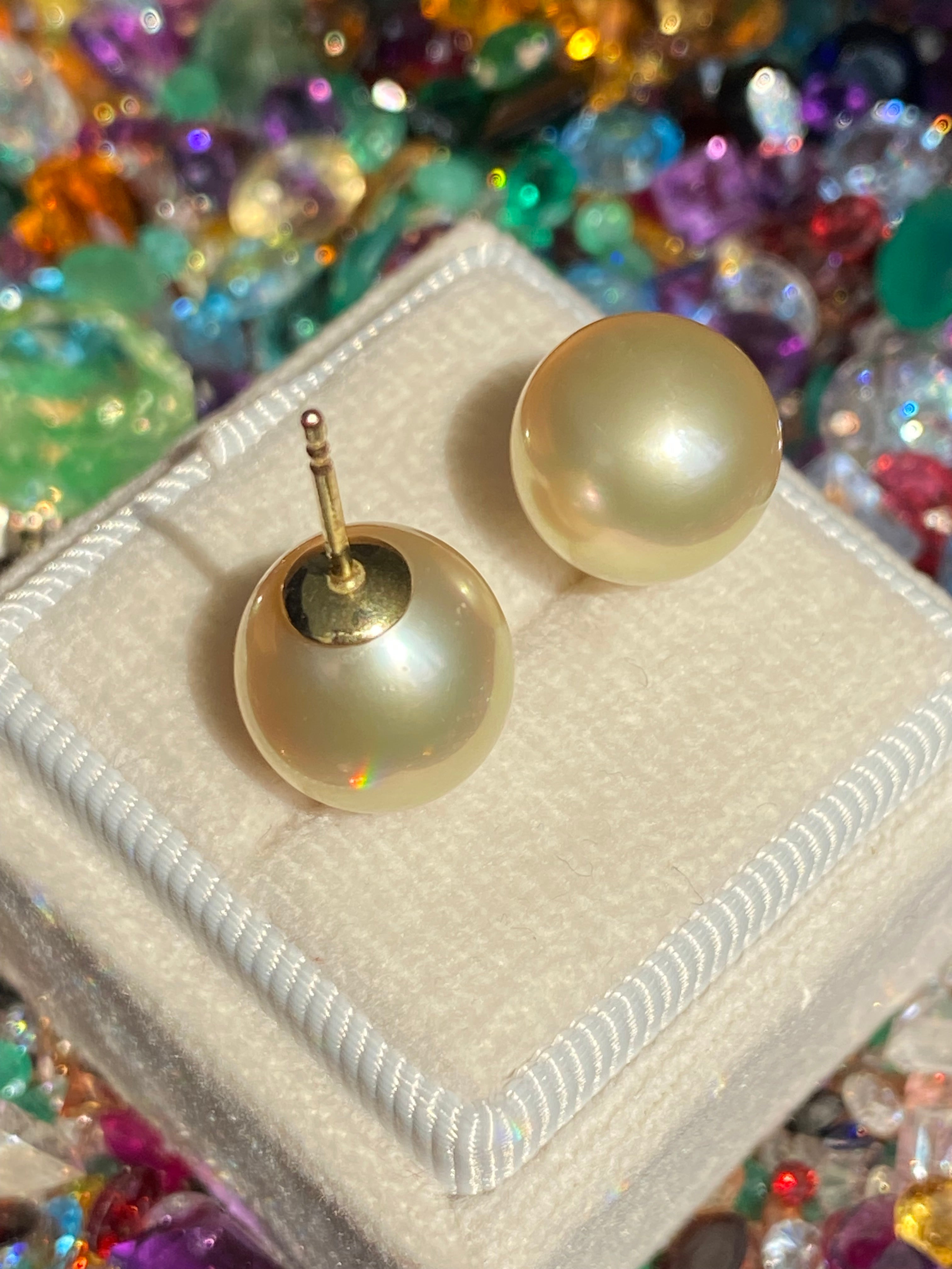 South Sea Pearl Stud Earrings in 18ct Yellow Gold