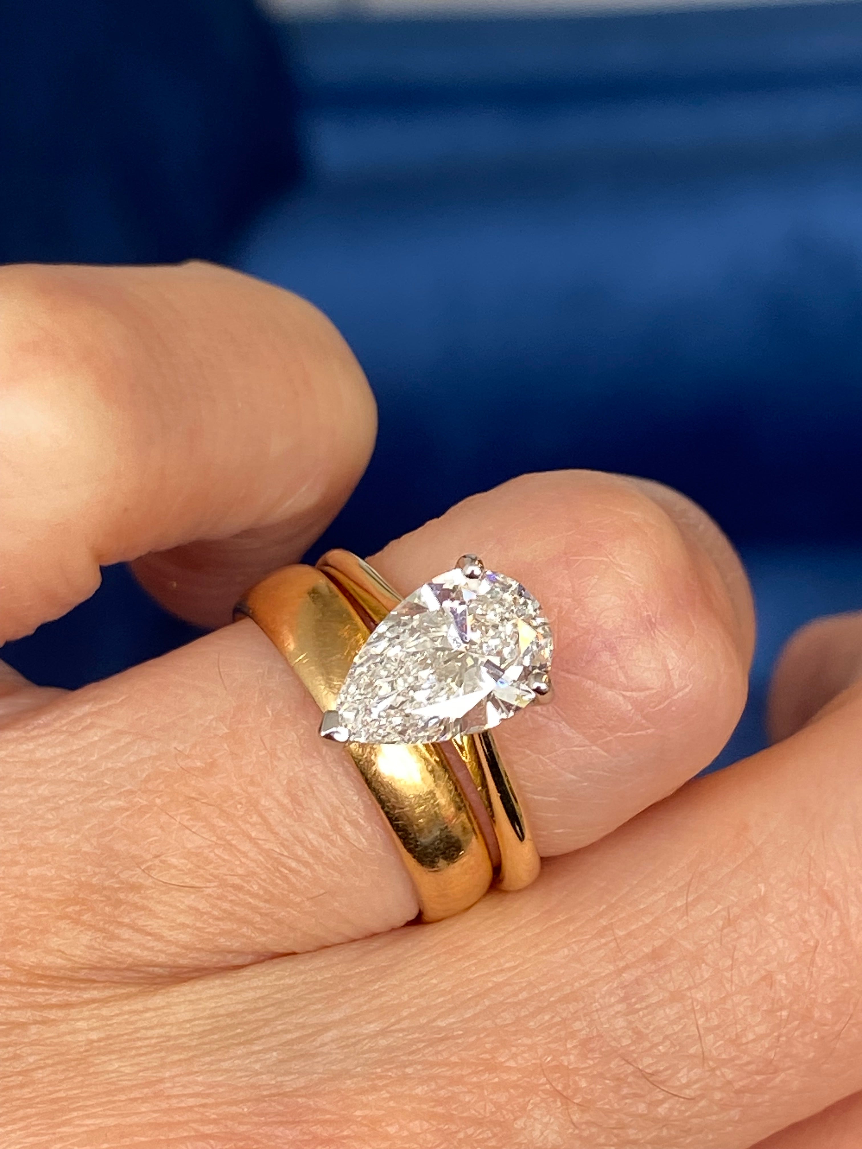 Heritage 2.00 CT + Lab Grown Pear Cut Diamond Solitaire Engagement Ring, at Least E Colour / VVS Clarity