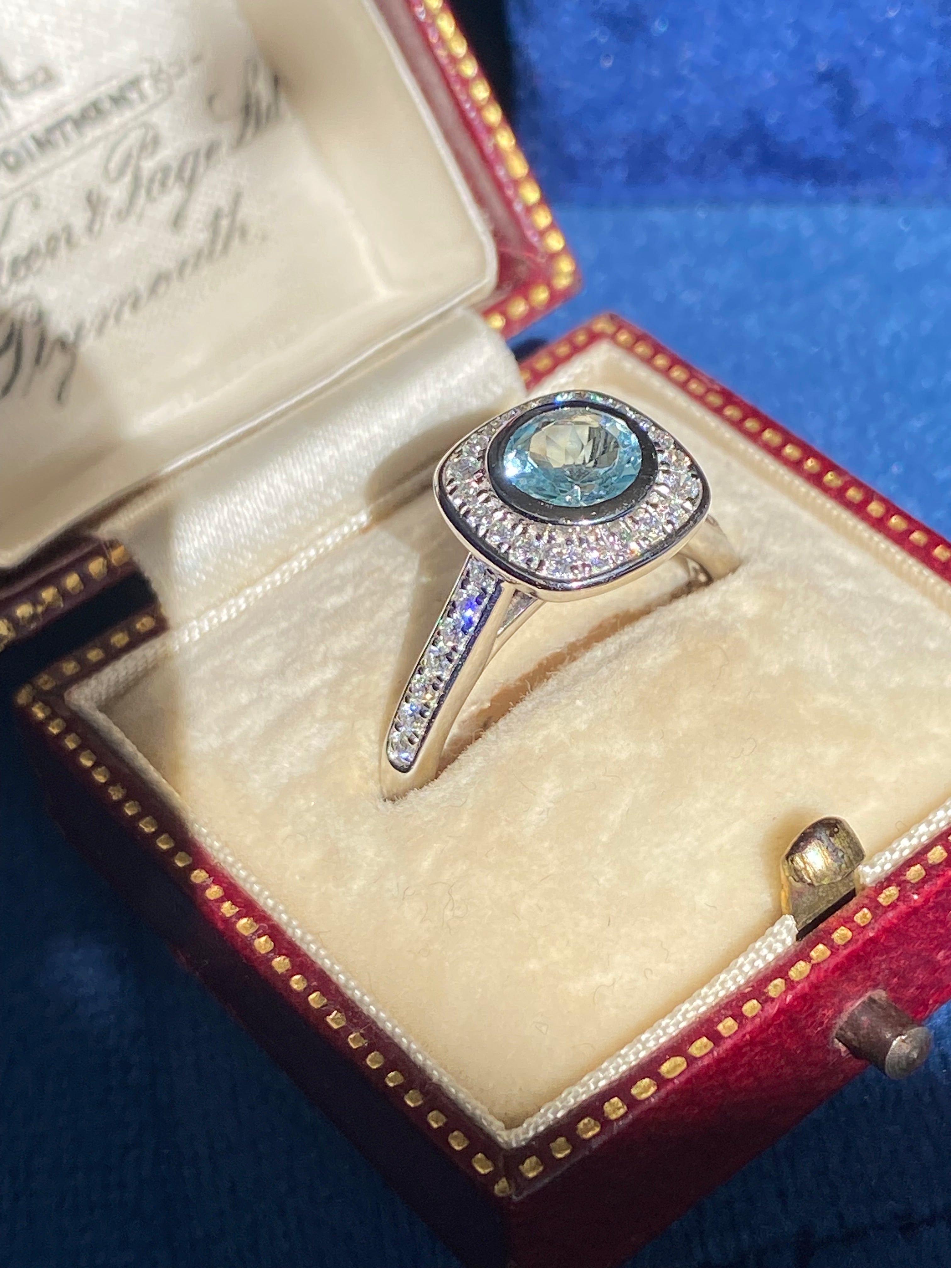 1.11 CTW Aquamarine and Natural Diamond Ring in Platinum