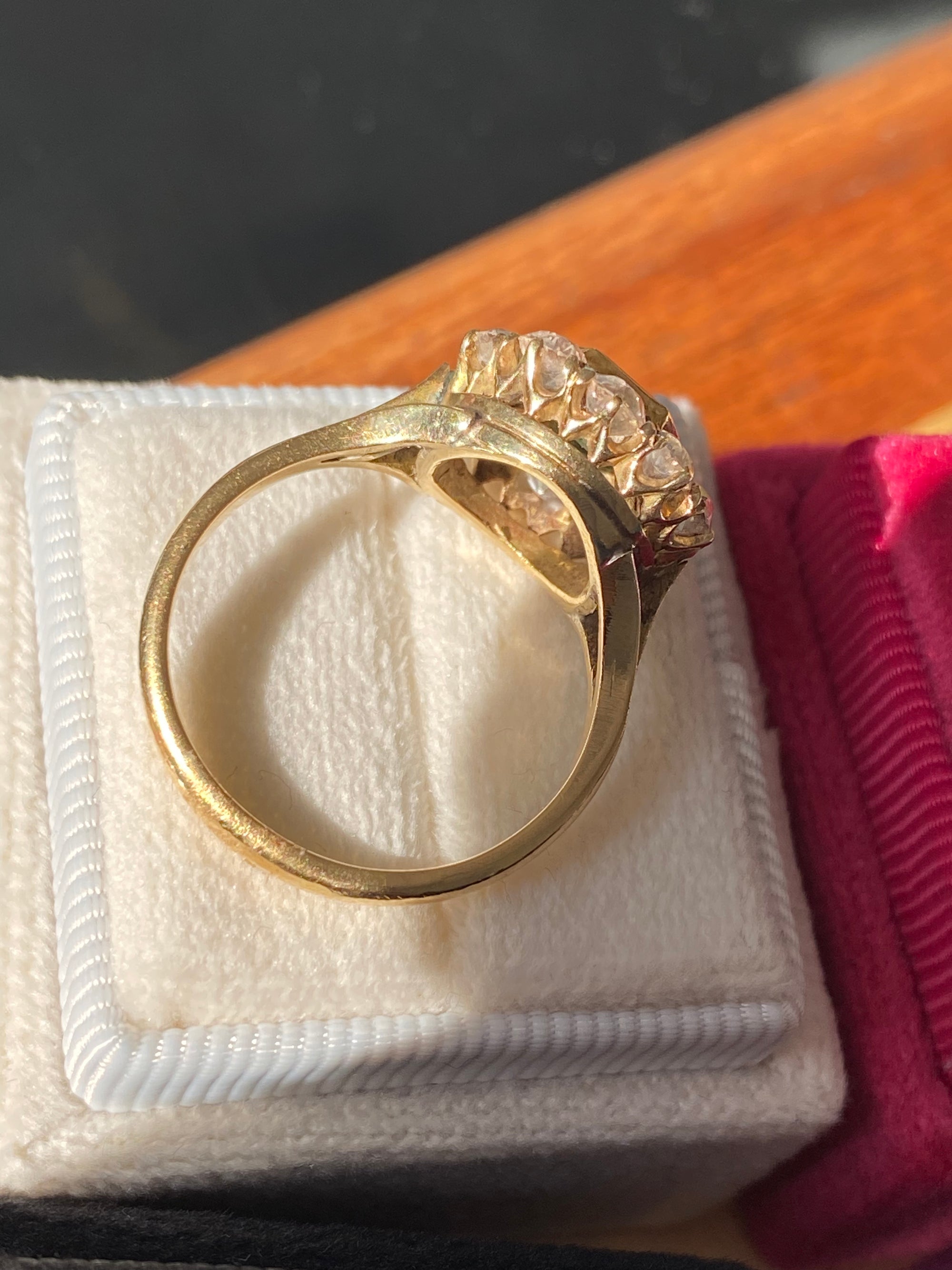 3.00 CTW Colombian Emerald and Old Cut Diamond Halo Ring in 18ct Yellow Gold
