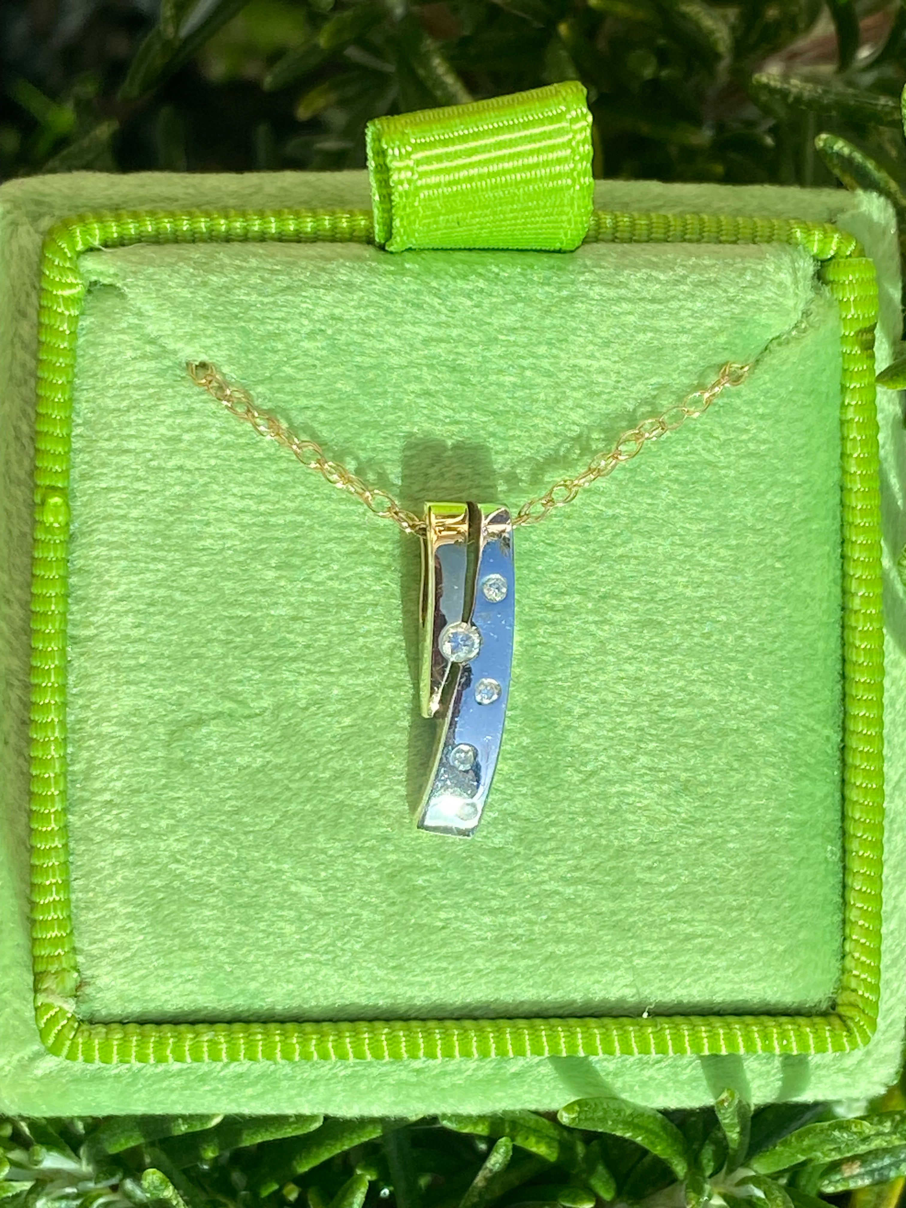 Vintage Diamond Pendant Necklace in 9ct Yellow and White  Gold