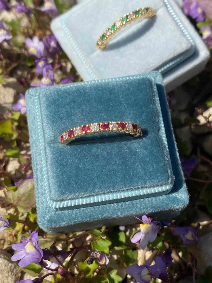 0.47ctw Natural Ruby and Natural Diamond Eternity Stacking Ring in 9ct Yellow Gold