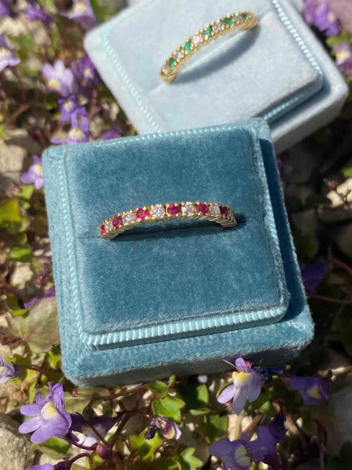 0.47ctw Natural Ruby and Natural Diamond Eternity Stacking Ring in 9ct Yellow Gold