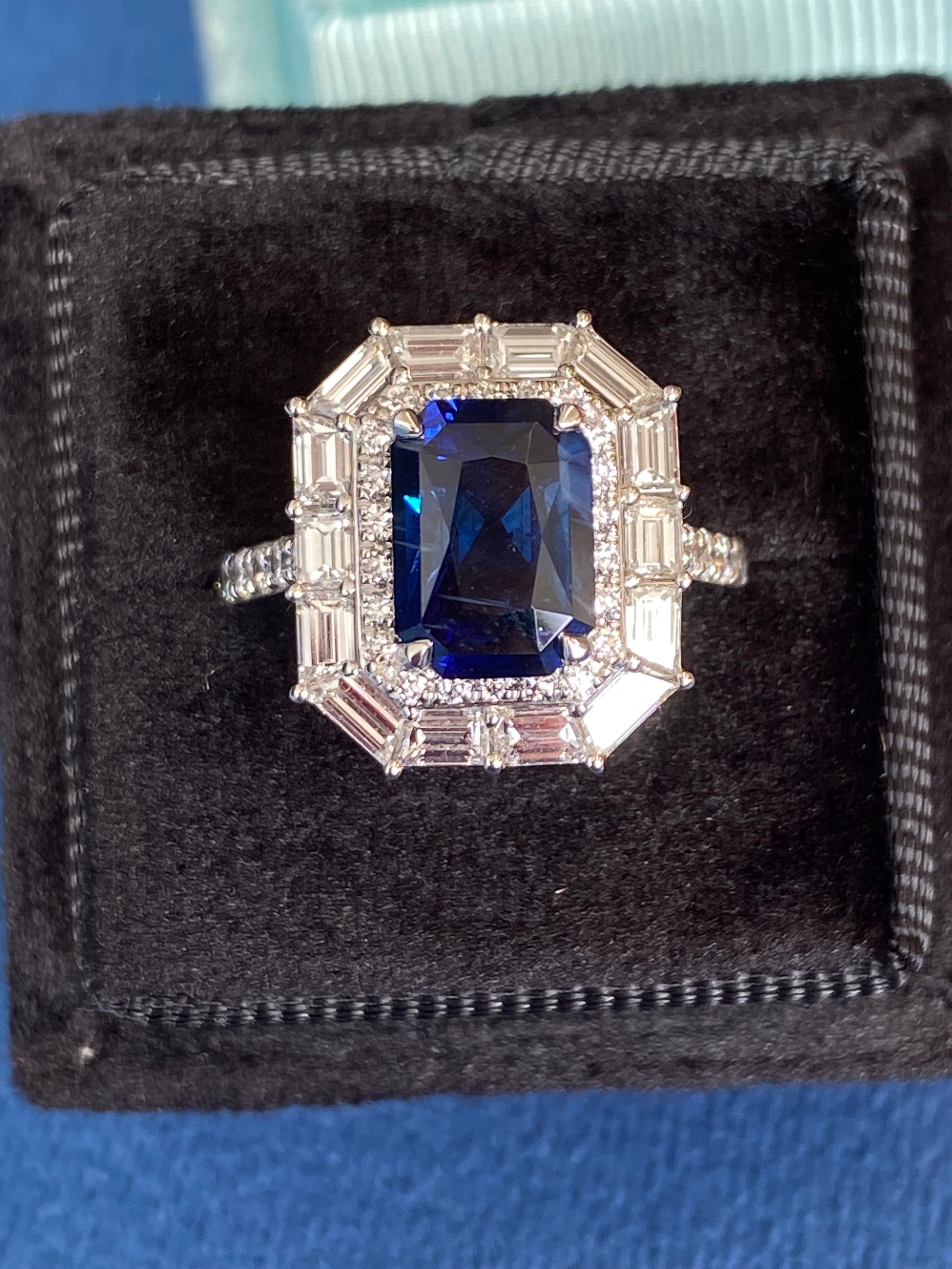 4.58 CTW Ceylon Sapphire and Natural Diamond Ring in Platinum
