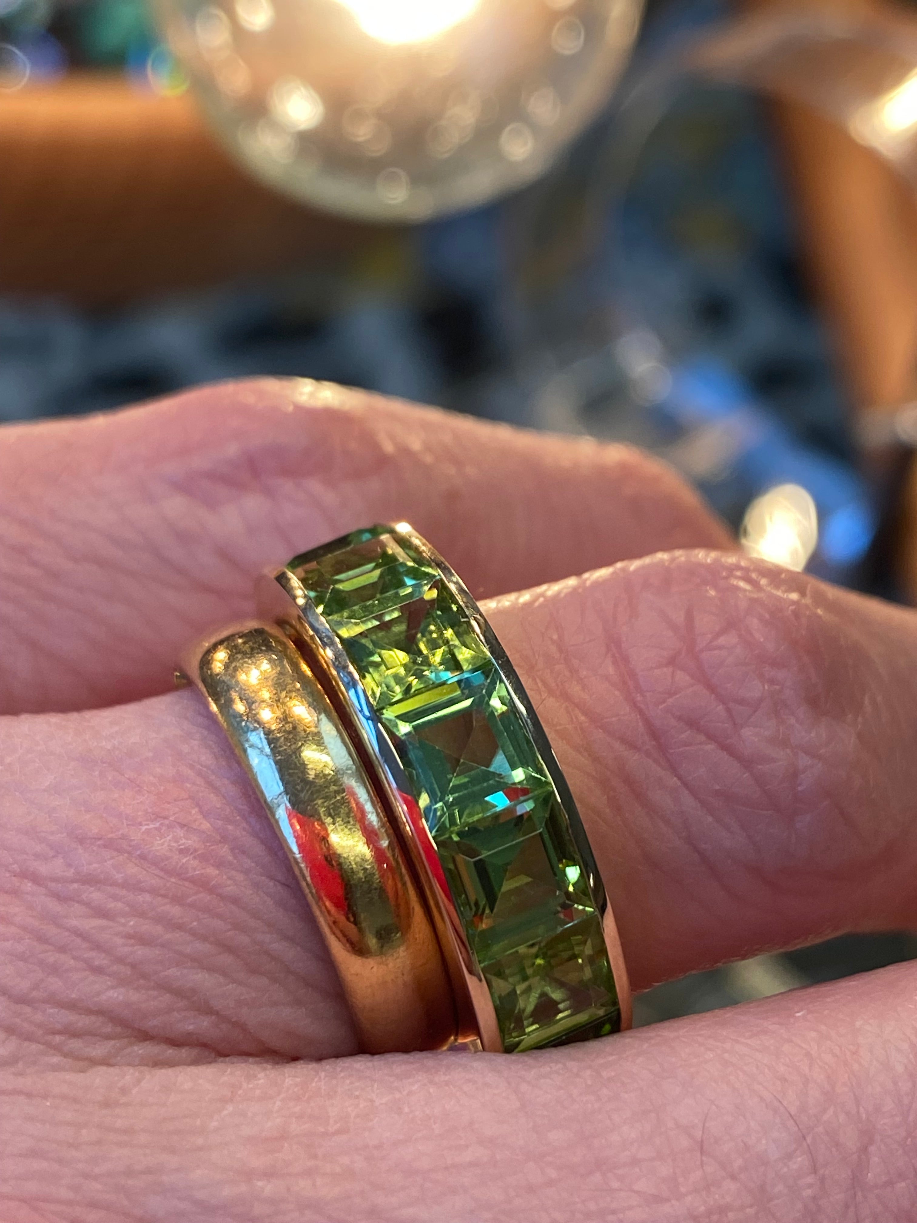 5.08 CTW Peridot Eternity Ring in 9ct Yellow Gold