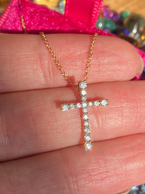 0.29 CTW Natural Diamond Cross in 18ct Yellow Gold