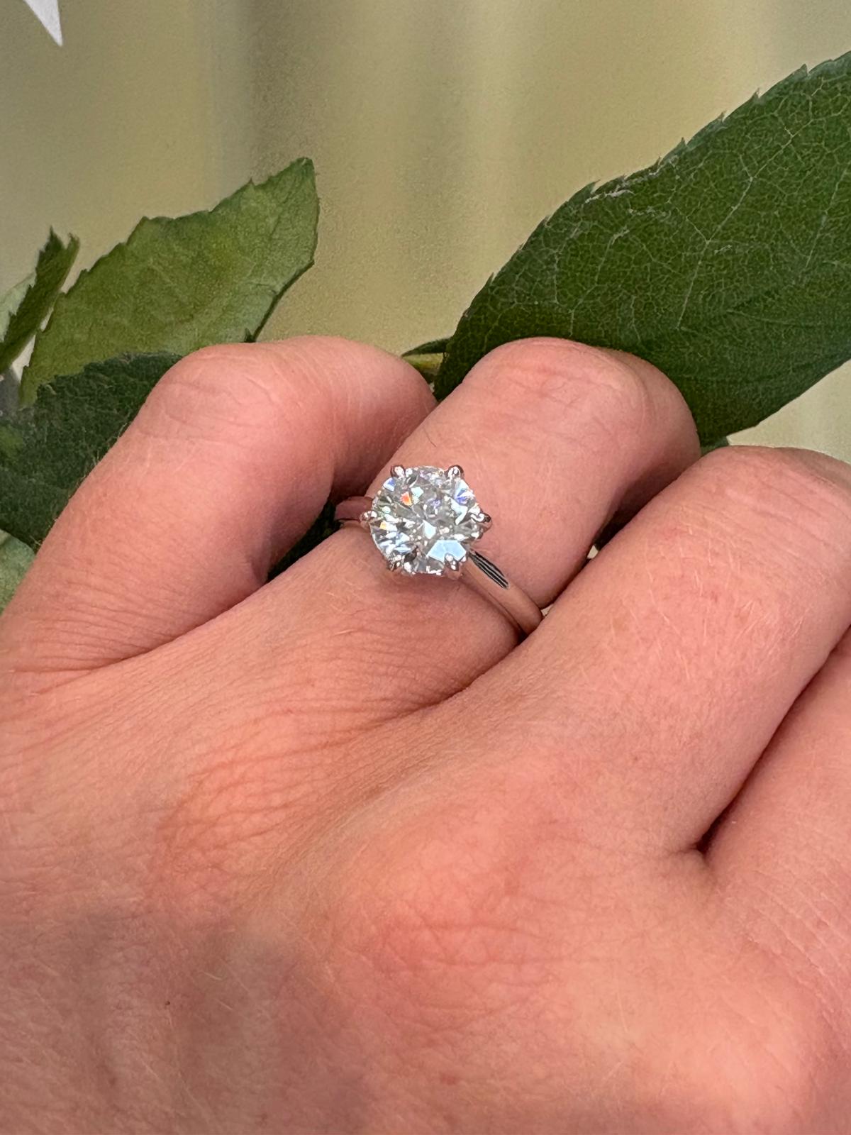 2.00 Carat Knife Edge Round Brilliant Moissanite Solitaire Ring