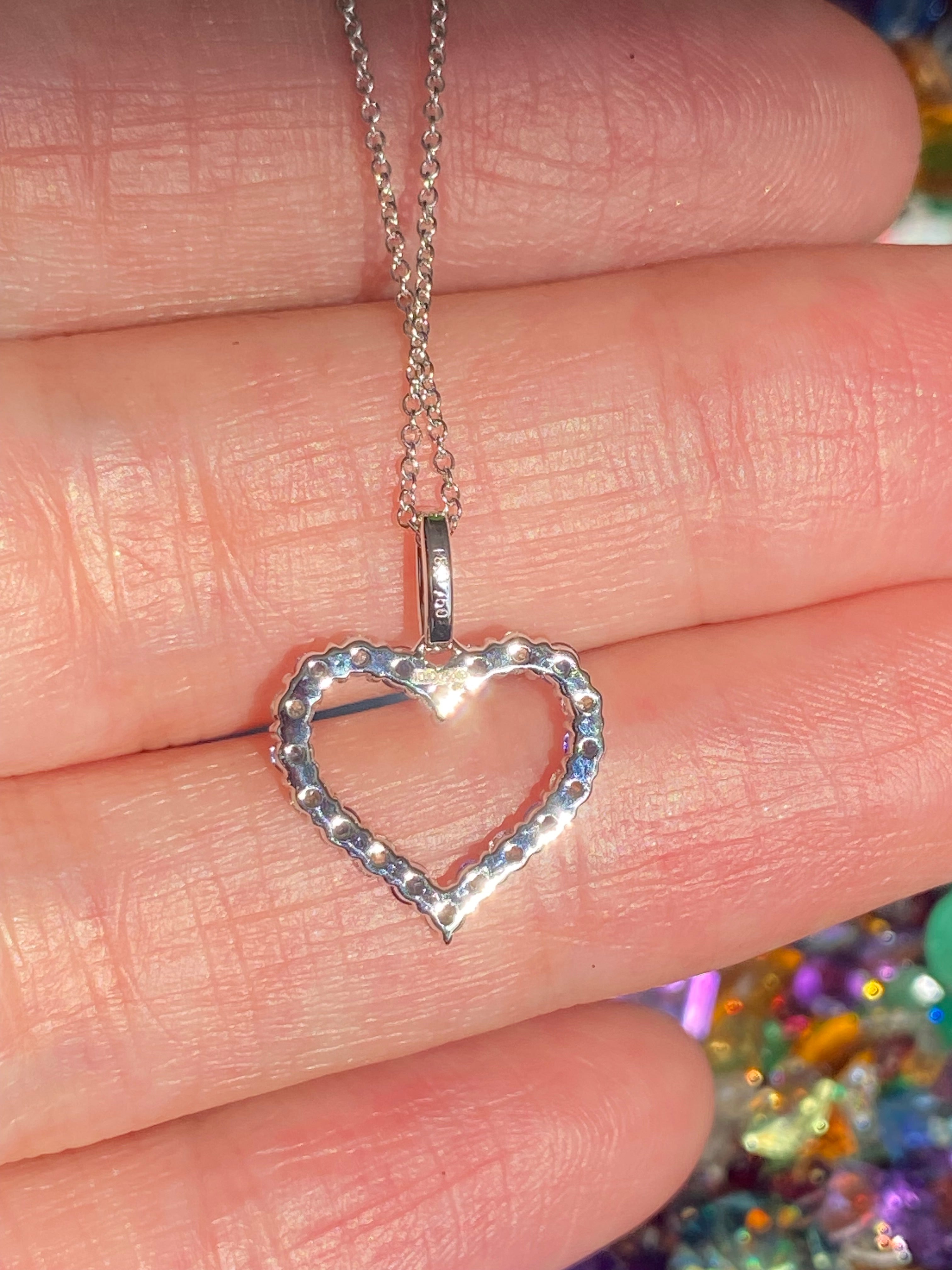 0.32 CTW Sapphire and Diamond Heart Necklace in 18ct White Gold