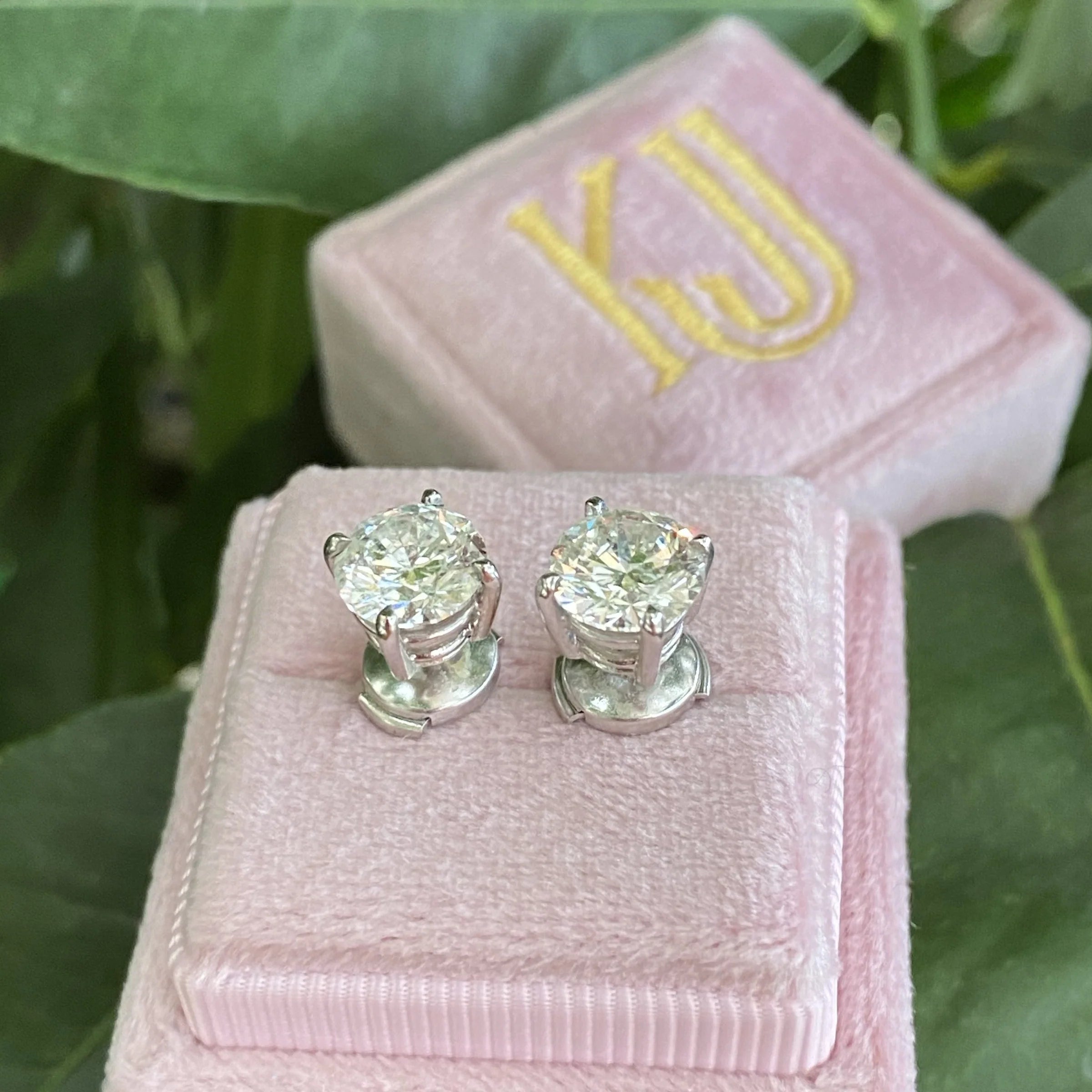 Heritage 4.00 CTW + Old Cut Lab Grown Diamond Solitaire Stud Earrings, at Least F Colour / VS Clarity