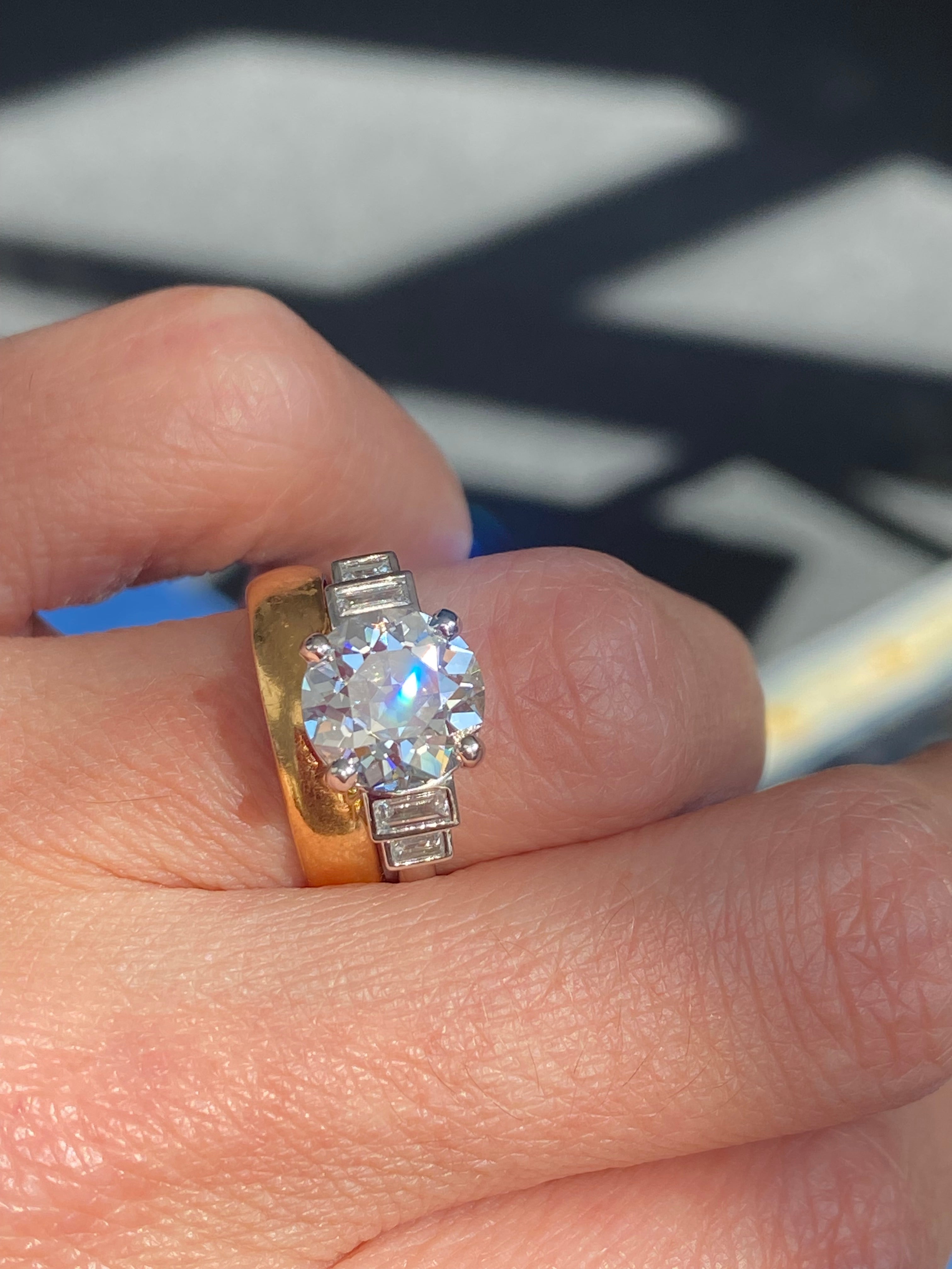 Heritage 3.25CT + Old European Cut Lab Grown Diamond Engagement Ring, at Least F Colour / VS Clarity