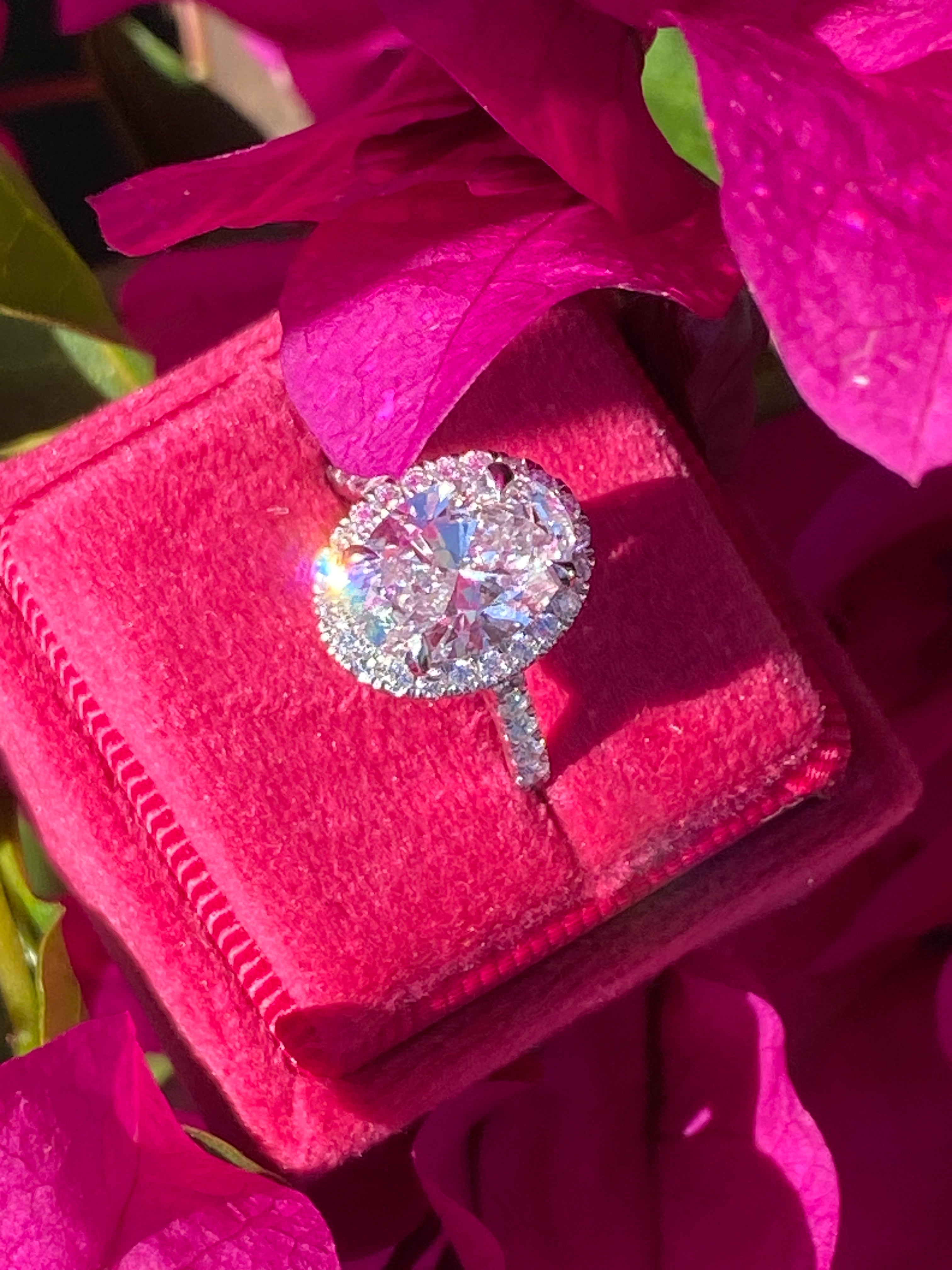 3.58 CTW Oval Cut Lab Diamond Halo Engagement Ring in Platinum